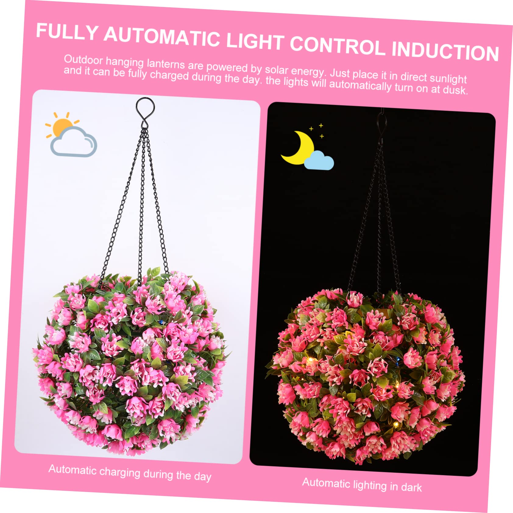 Lámpara Solar Colgante de Jardín en Forma de Bola Floral LED