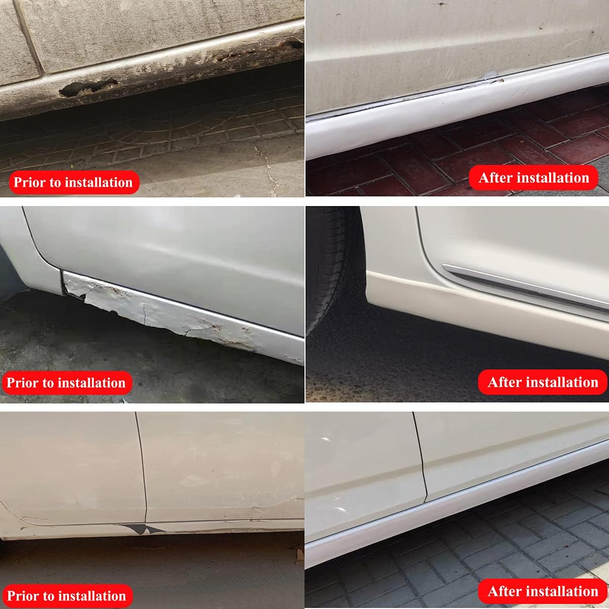 muekzru Side Skirts for Cars Universal,Anti-Scratch.Universal Rubber Anti-Scratch Side Skirts Edge Guards.Protector for Sedans, Truck, SUV,Rubber Bumper Protector 8CMx4M(White)