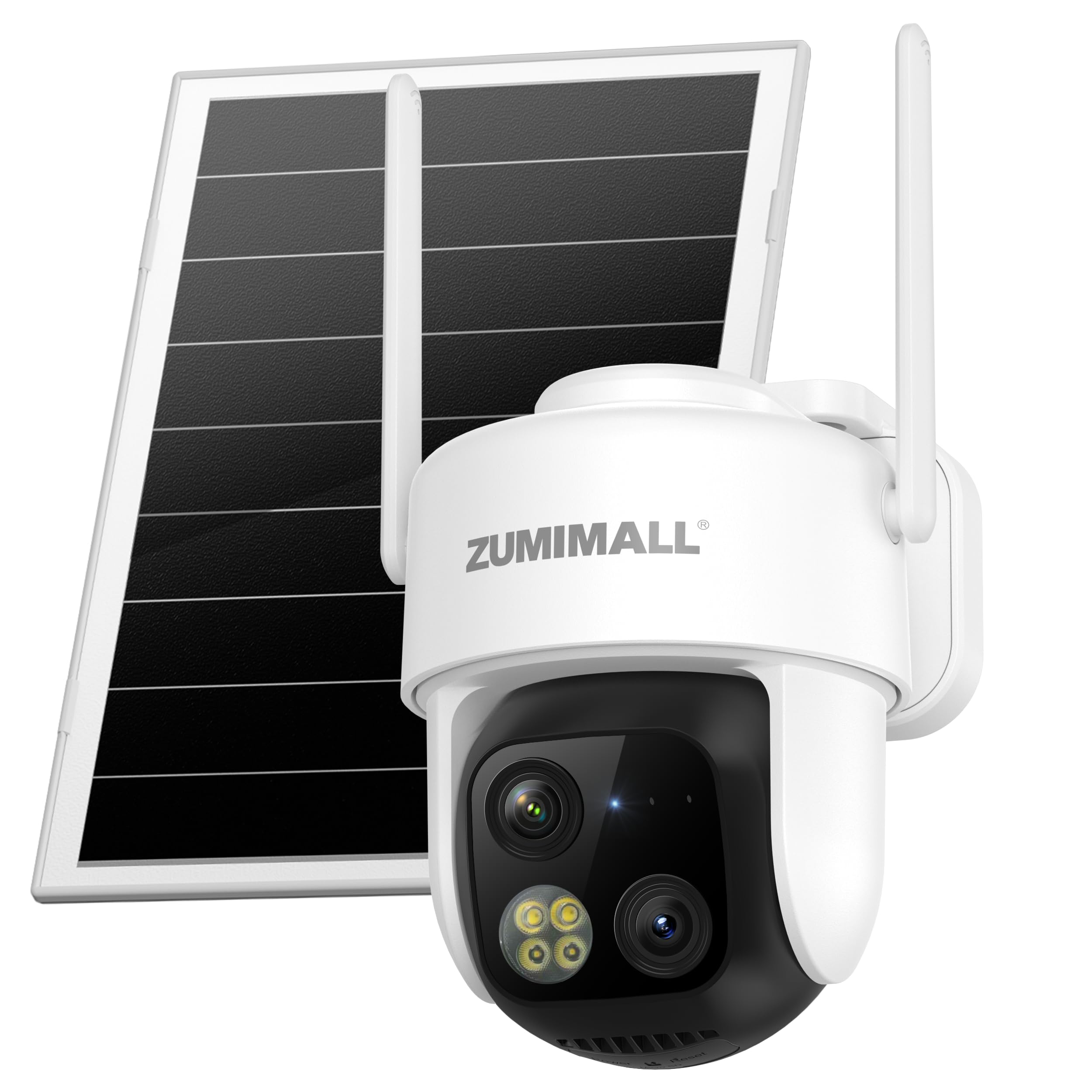 ZUMIMALL Caméra de surveillance solaire AOV à double objectif, suivi