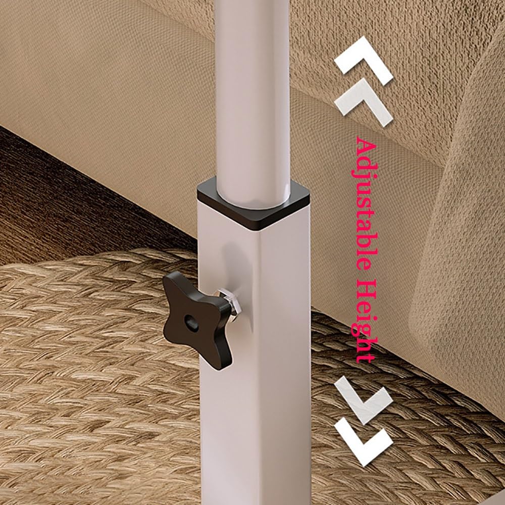 Stół przyłóżkowy z kółkami o regulowanej wysokości, mobilne biurko, stolik przy łóżku szpitalnym, przenośny stolik nocny i stolik na łóżko na kółkach do biur (White)
