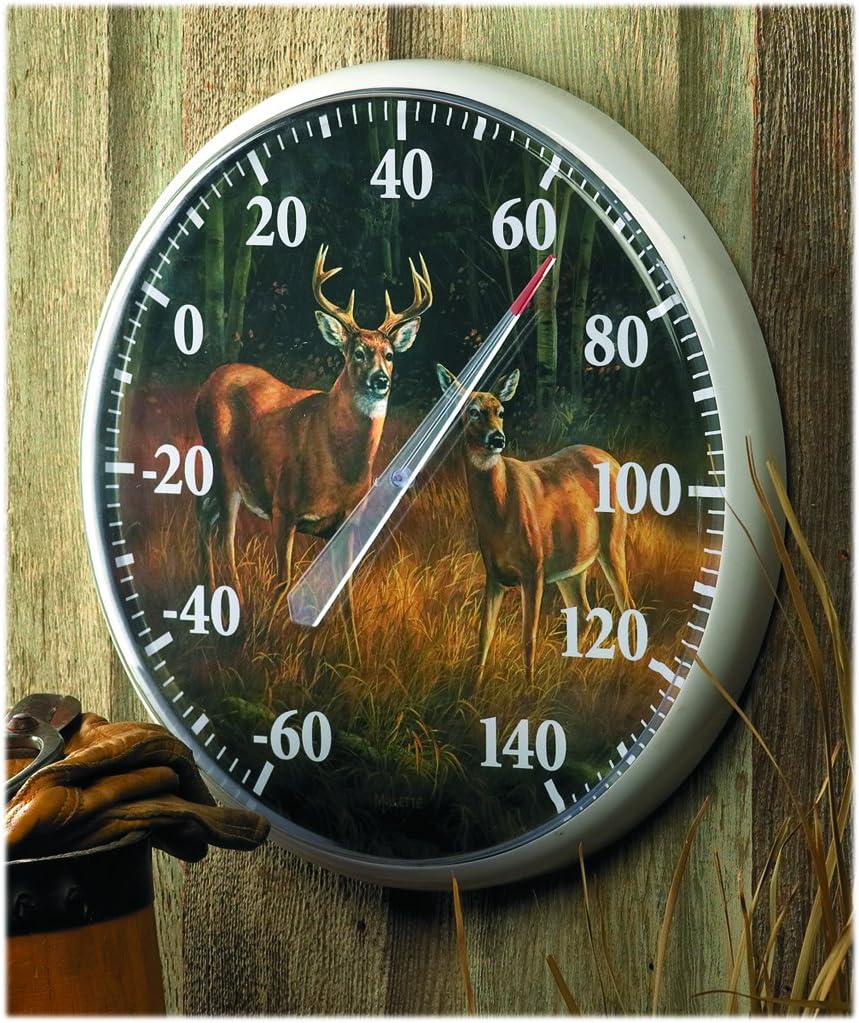 Wild Wings October Mist Whitetail Deer Thermometer, Outdoor