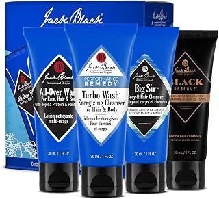 Jack Black Men's Body & Hair Cleanser Travel Size Collection Set - Premium 2-in-1 Body Wash for Grooming On-the-Go