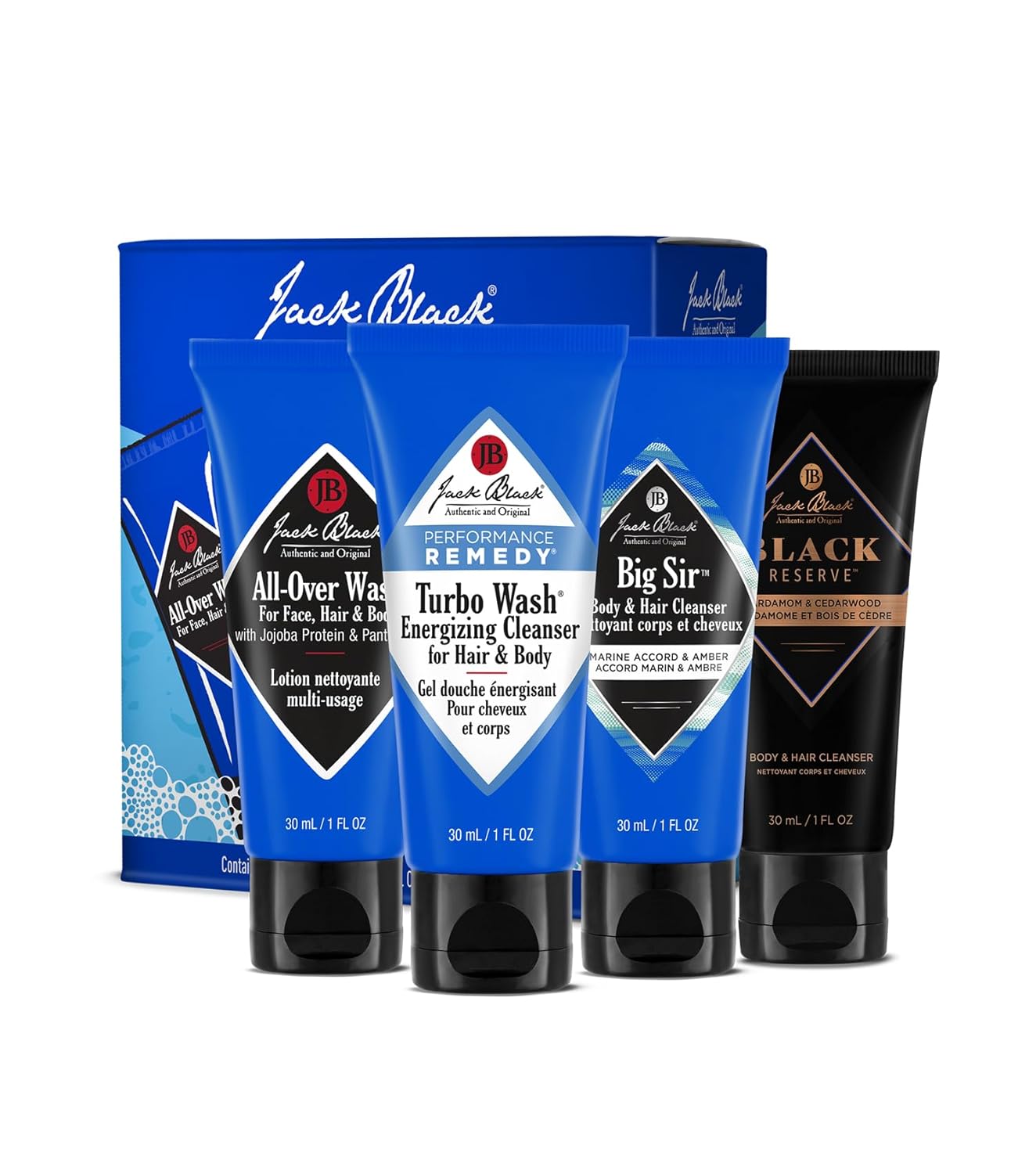 Jack Black Body & Hair Cleanser Collection Set for Men - Mens Body Wash Travel Size