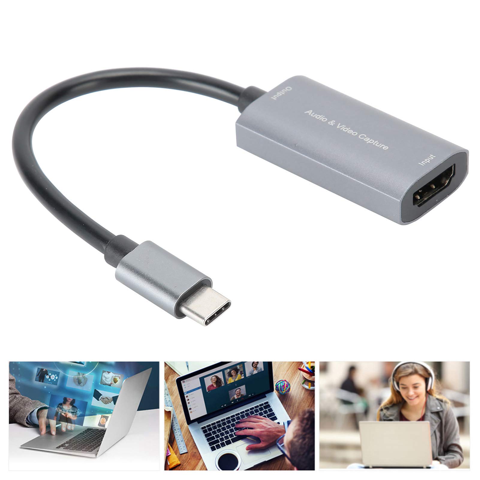 Tarjeta de Captura de Video USB C HDMI a USB C 4K 1080P, Game Live Silver Grey Free Drive Z29A, Tarjeta de Captura de Video para teléfonos móviles, Consolas de Juegos, decodificadores, cámaras