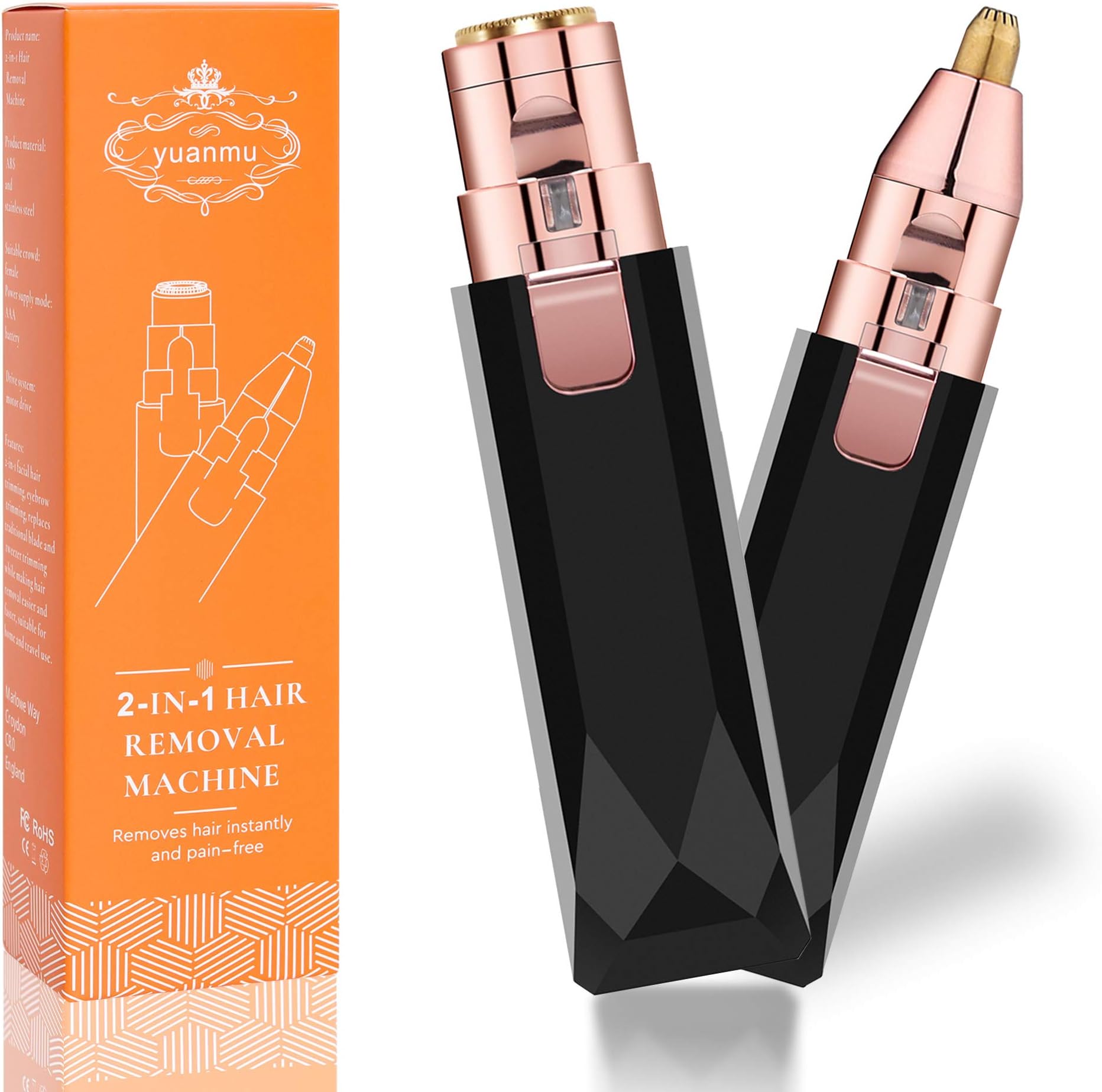 2020 New Facial Hair Remover Women,yuanmu 2 in 1 Eyebrow Razor,Painless Face Hair Trimmer,Portable Electric Razor,Waterproof Ladies Electric Shaver for Peach Fuzz,Facial Hair,Lip,Chin