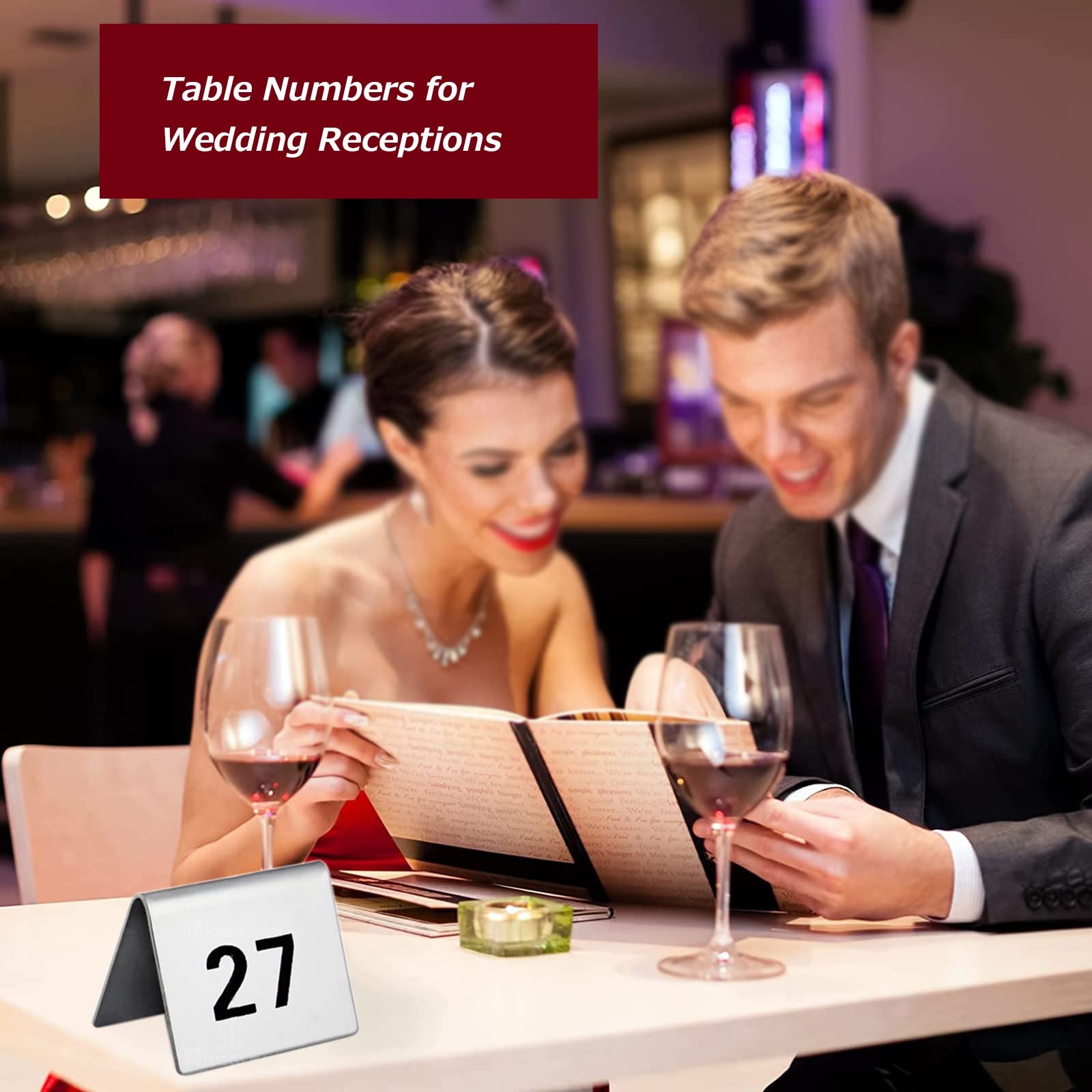Tischnummern für Hochzeiten, 1-50 1-100 Tischnummernständer aus Edelstahl im Zeltstil für Bankette uus Edelstahl im Zeltstil für Bankette und Restaurants/1 bis 100/5 * 4 cm/1 bis 50/5 * 4 cm