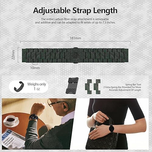 Miniatura 5 de Haflyer Correa de reloj para Samsung Galaxy Watch 5 Watch 6 Band 1.772 in1.732 in1.575 in y Galaxy Watch 4, 1.811 in1.654 in, fibra de carbono de