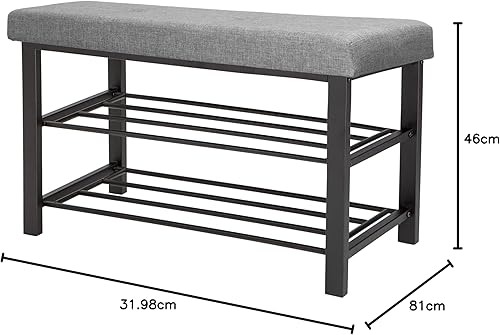 Miniatura 6 de Simplify Banco de almacenamiento, zapatero, otomano, acolchado para entrada, dormitorio, armario y pasillo, gris Gris,Negro -