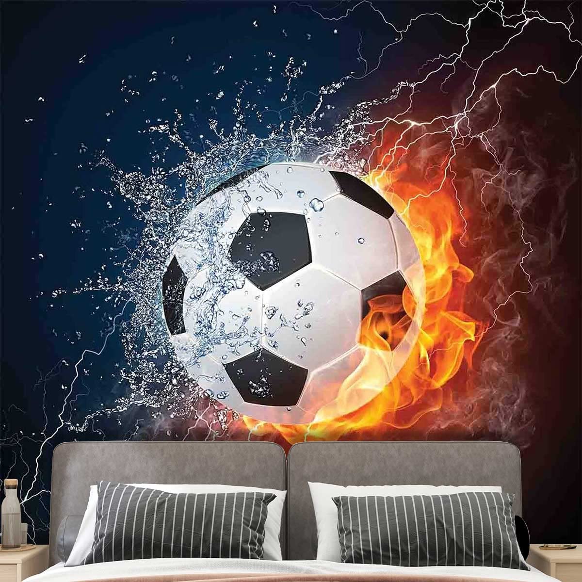 原宿系 SPORTS KIDS パブミラー 壁飾り★サッカー 部活 ヤンキー Amazon | ZYMECH サッカーボール ファイヤー粘着壁紙 コンタクト