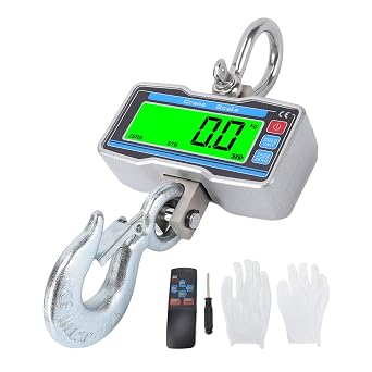 Fockety Digital Crane Scale, 2000kg 4400lbs Industrial Hanging Scale LCD Display Crane 0.8 Inch 5 Digit Mini with Hooks for Farm Fishing Outdoor