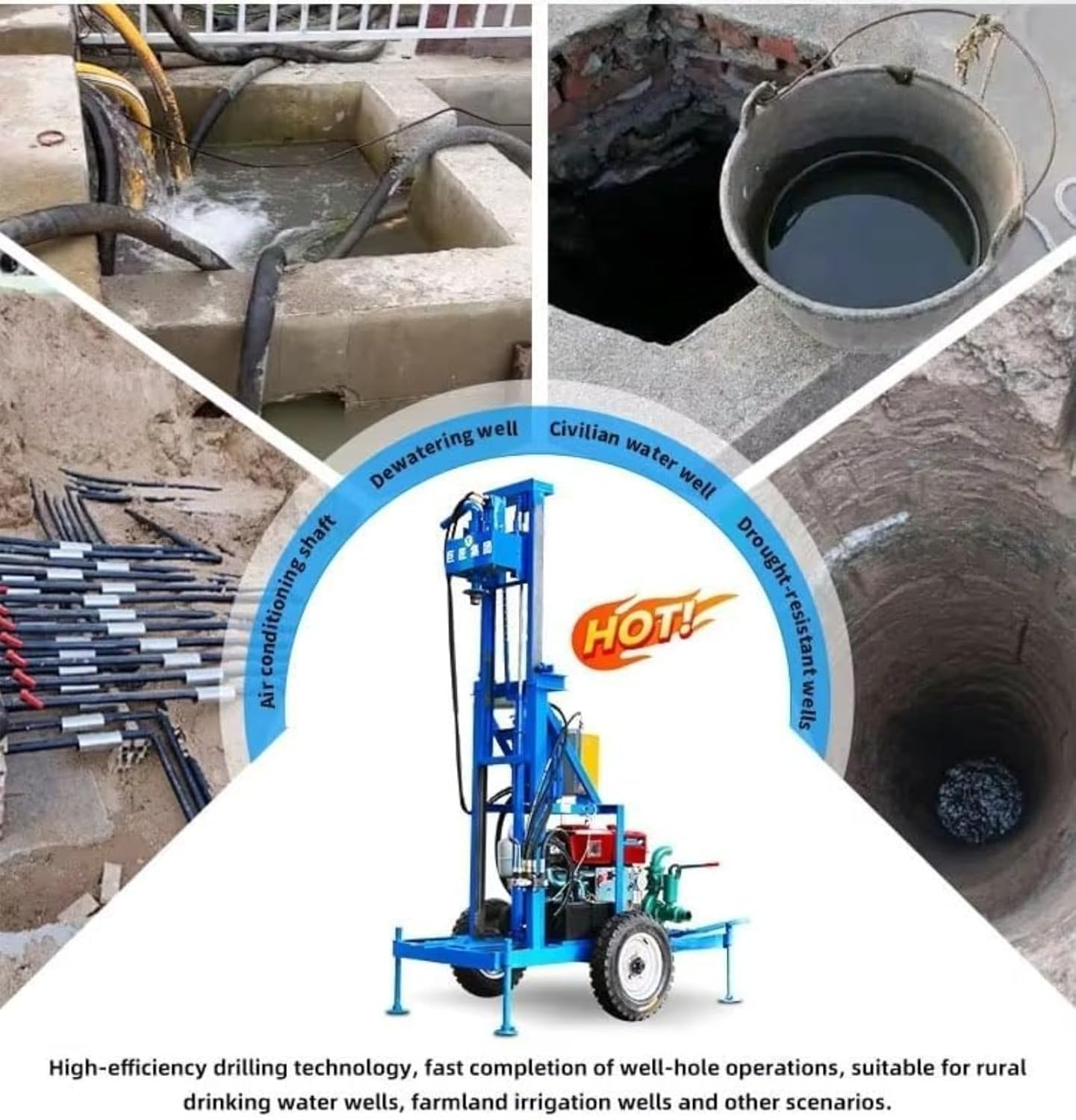 Mini Water Well Drilling Machine Portable Electric Borehole Drill Rig for DIY Garden & Farm Irrigation, Soil & Rock Core Sampling, Small Water Well Drill for Home Use