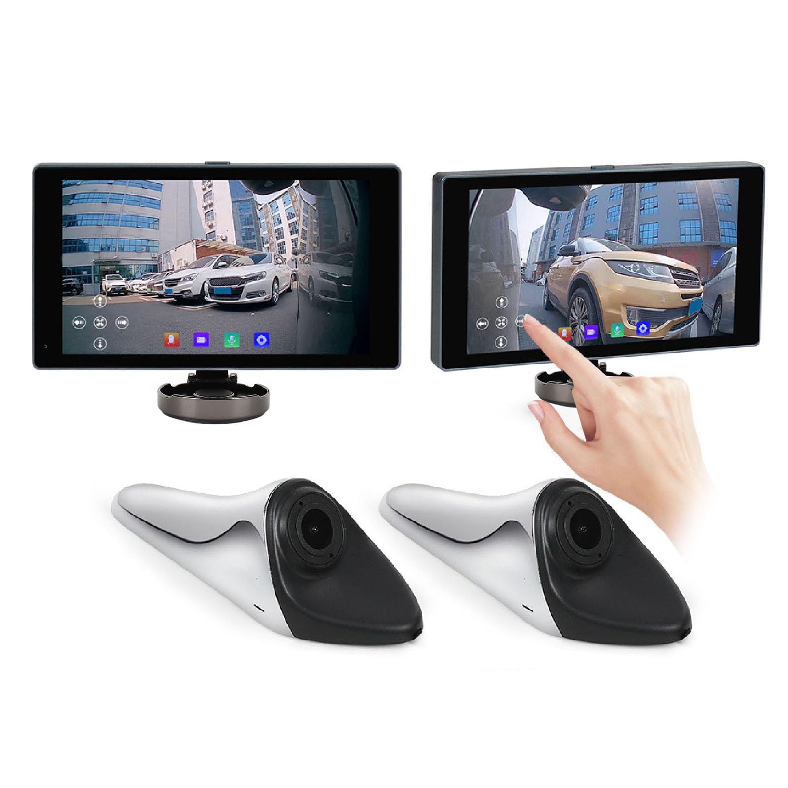System kamer martwego punktu widzenia z boku, z 15-calowym ekranem dotykowym HD 1920 x 1080P, ostrzeżenie o martwym polu AI, nagrywanie DVR dla bezpieczeństwa pojazdu (SM502AI)