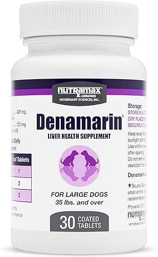 Nutramax Denamarin - Suplemento para la salud del hígado para perros grandes, con S-adenosilmetionina (SAMe) y silibina, 30 tabletas
