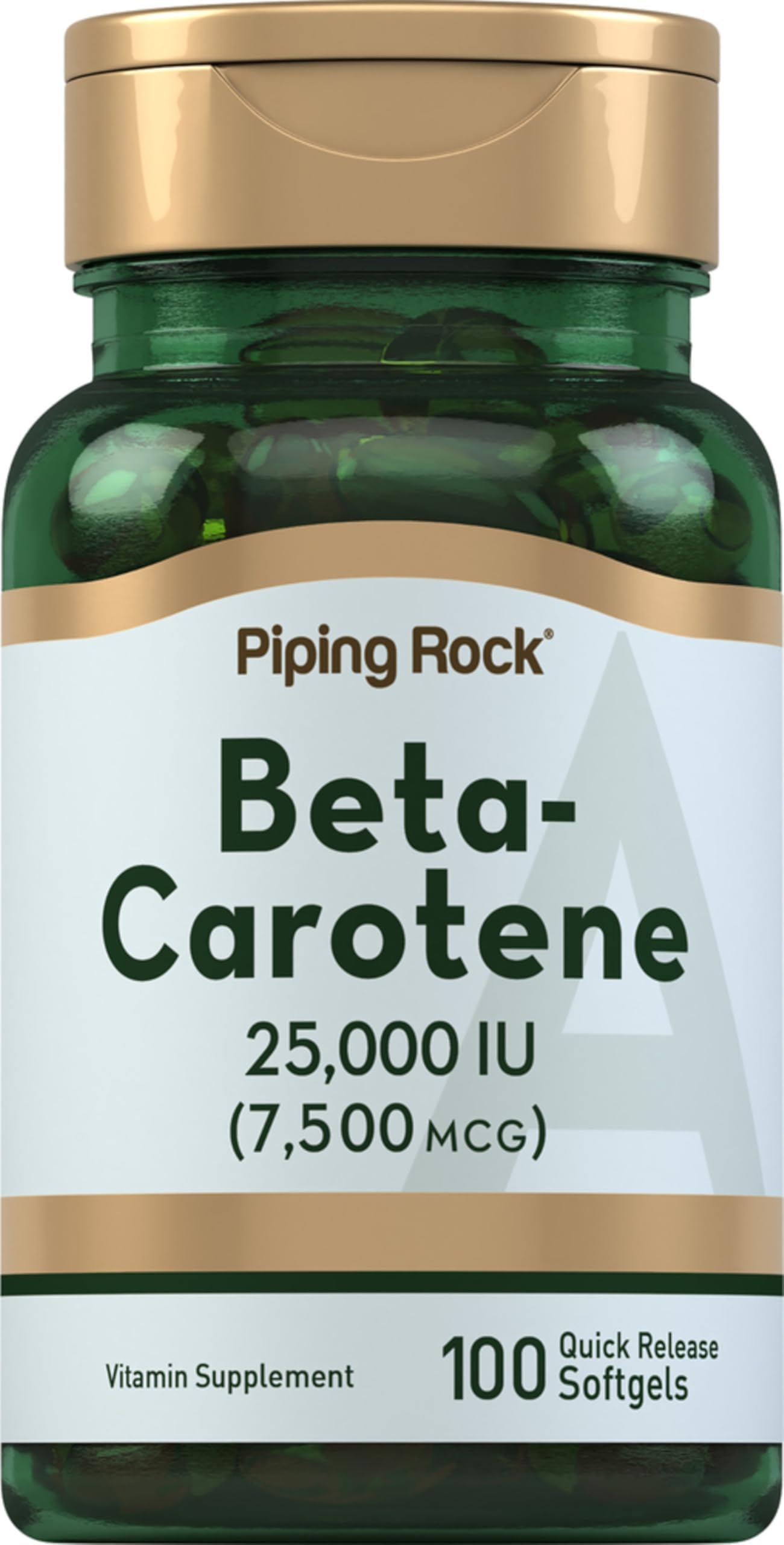 Beta Carotene 25000 IU Softgels | 7500 mcg | 100 Count | Vitamin A Supplement | Non-GMO, Gluten Free