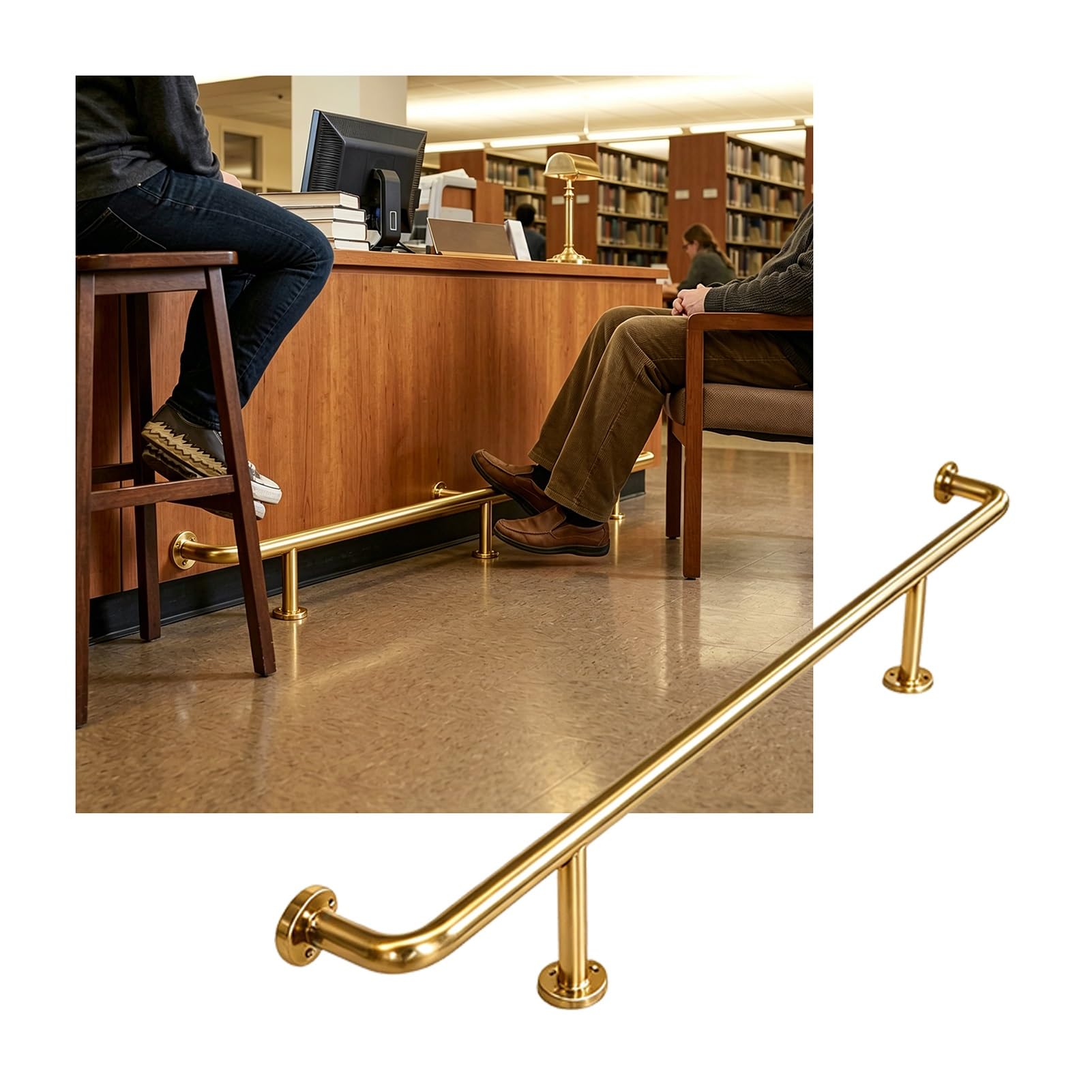 Barre de repose-pieds en acier inoxydable doré pour une finition de comptoir chic