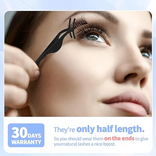 Miniatura 4 de Pestañas magnéticas sin pegamento, aspecto natural, pestañas magnéticas, medio ojo, 2 imanes, pestañas postizas reutilizables con pinzas