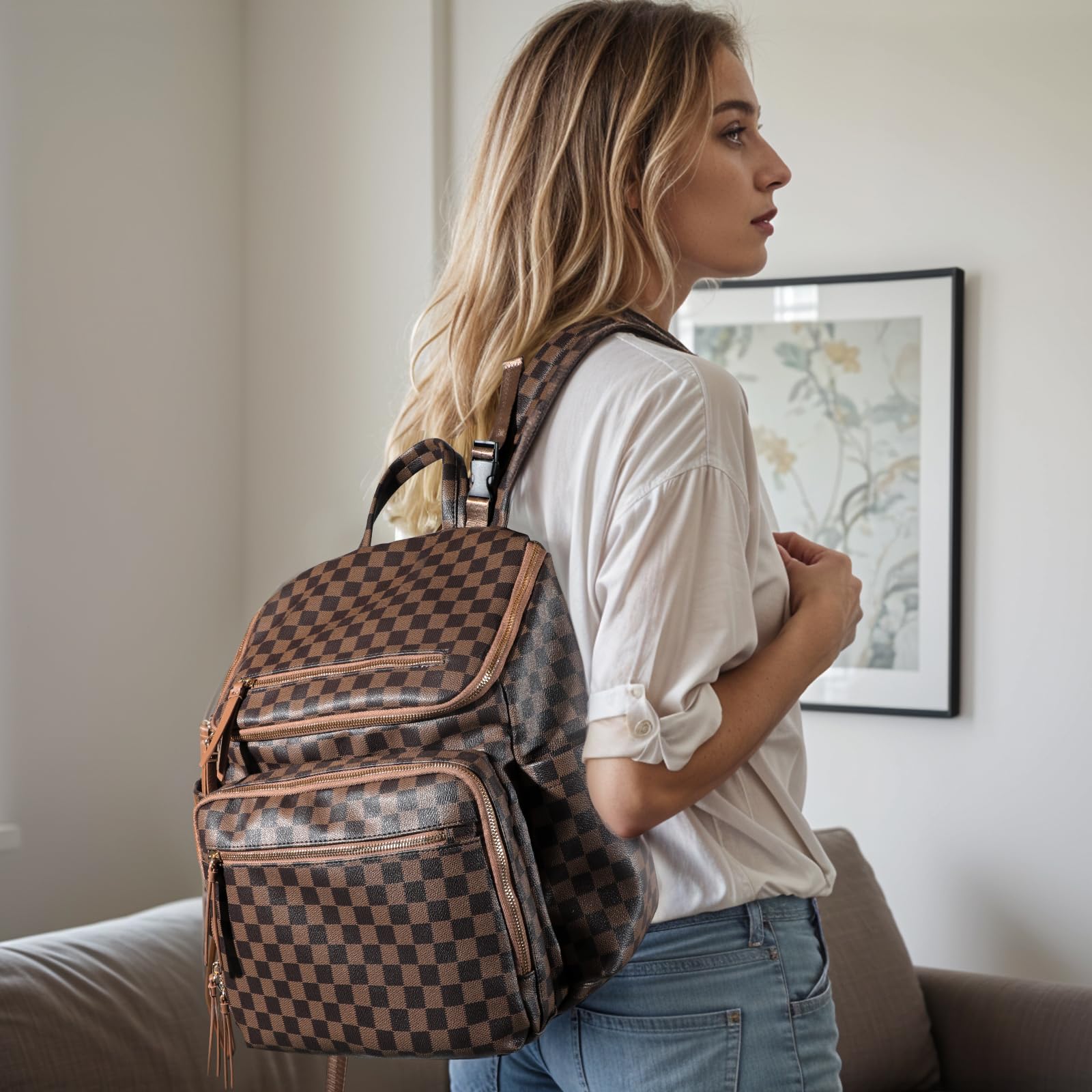 バッグ house on the hill Parent Bag (Checker Amazon.com: Omanmoli Checkered Diaper Bag Backpack Large Baby