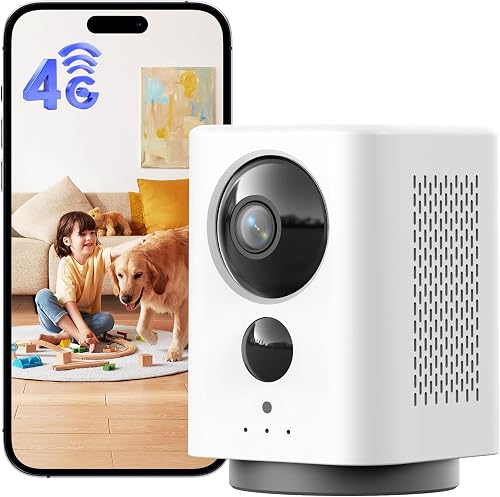 NUASI 4G Camara Vigilancia Interior con Tarjeta Sim,7800mAh Batería | 2K 360°PTZ Cámara de Vigilancia Inalambrica sin Wifi para Bebés, Mascotas, Ancianos, Detección de PIR, Audio Bidireccional