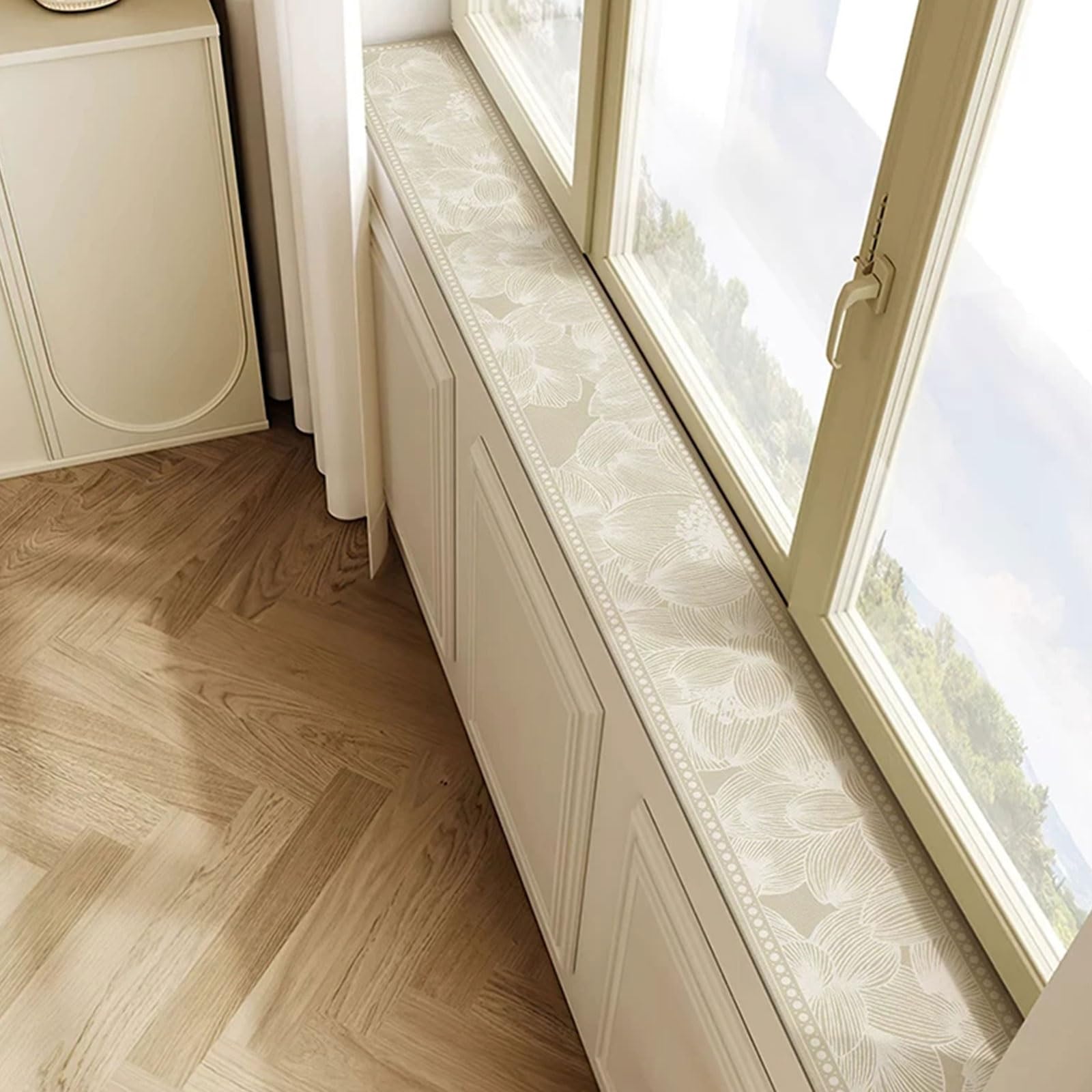 Tapis de fenêtre antidérapant beige pour protéger les rebords froids