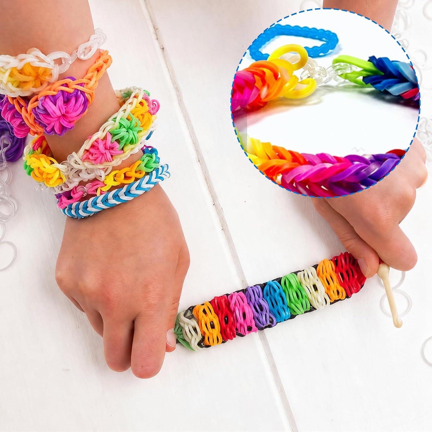 Xyembu 1000 Pcs Rubber Band Bracelet Connectors Clear Loom Clips