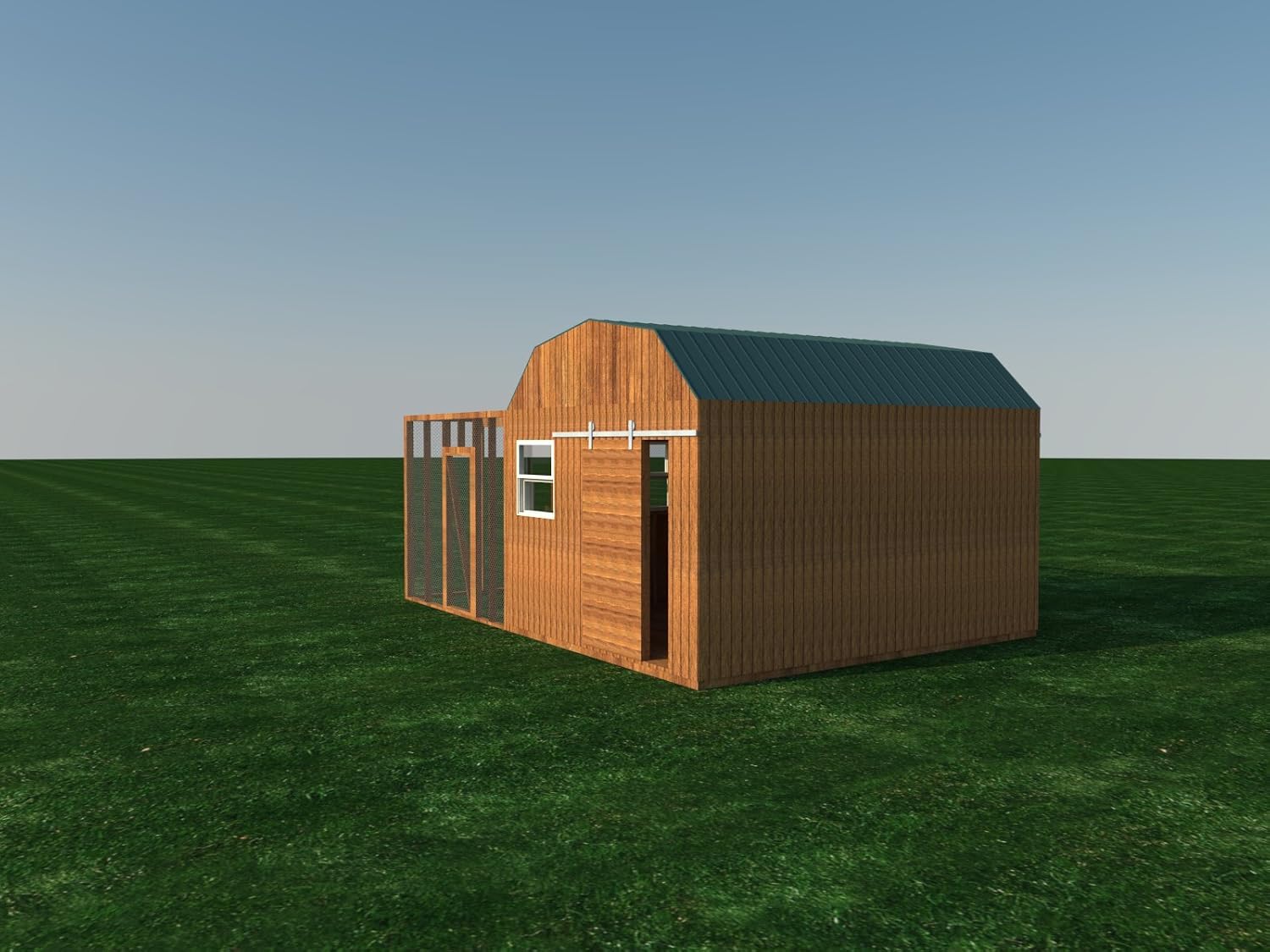 Chicken Coop Plans 12 x 16 Poultry Hen House with Run Kennel Build Your Own