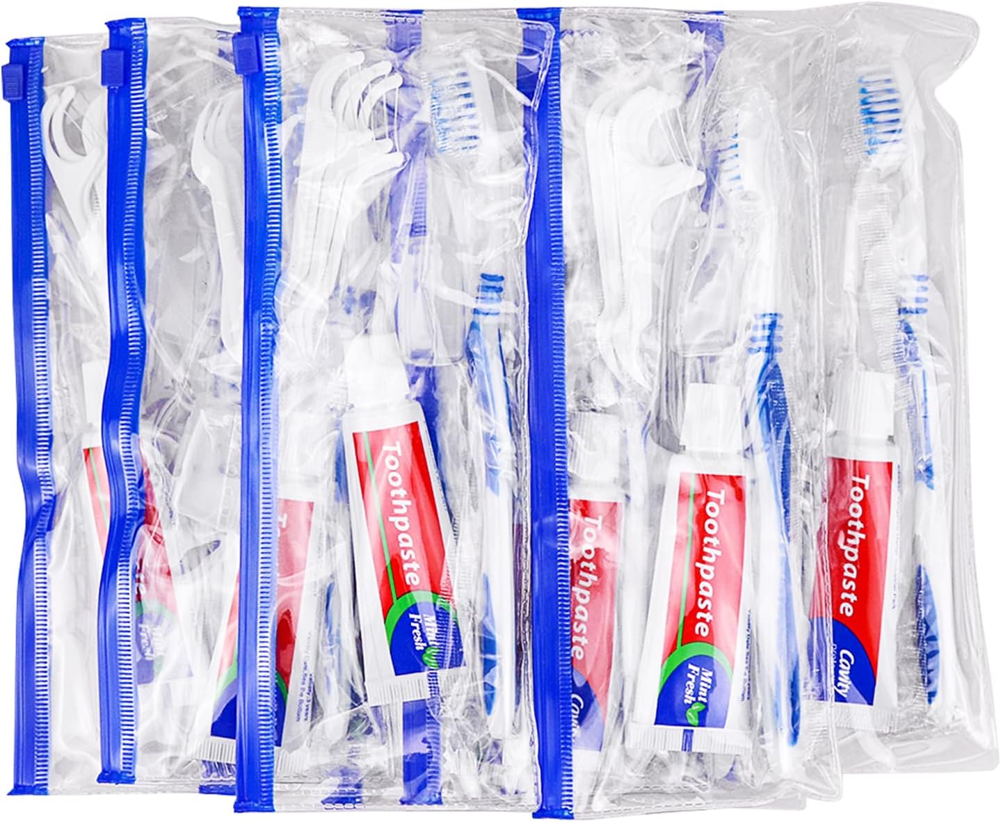 Disposable Toothbrushes with Toothpaste Individually Wrapped,Travel Kit with Plastic Zip Bag,Toothbrush Head Cover, Floss Pick,25gram Toothpaste,Bulk Toothbrush for Homeless,Travel,Hotel(100)