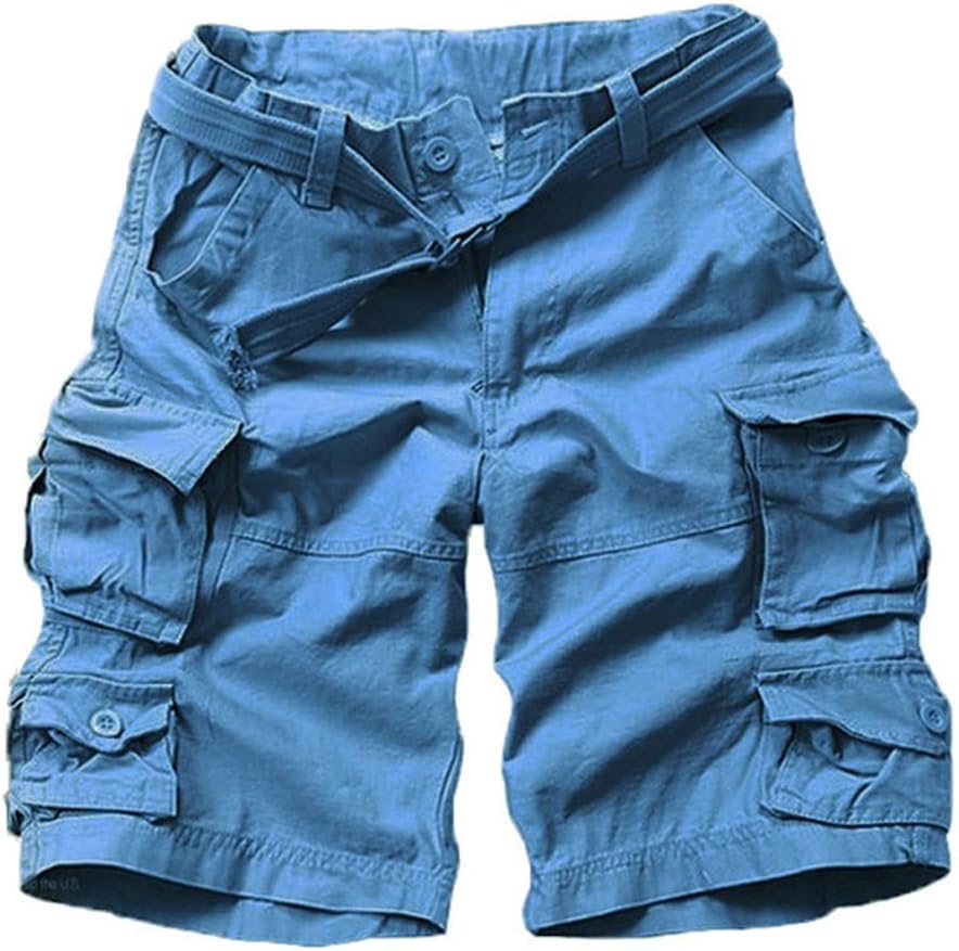 FOURSTEEDS Womens Casual Loose Fit Multi-Pocket Camouflage Twill Bermuda Cargo Shorts with Belt