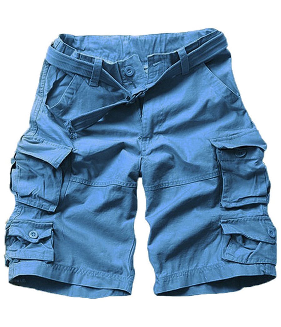 FOURSTEEDS Womens Casual Loose Fit Multi-Pocket Camouflage Twill Bermuda Cargo Shorts with Belt