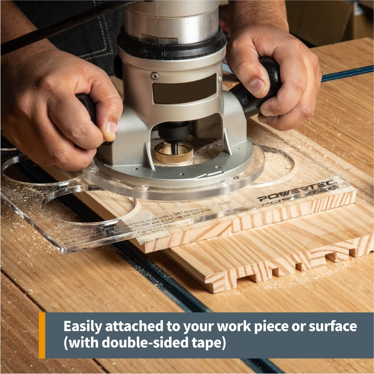 POWERTEC 71622 12"x10", Set of 2, Circle/ Grommet Templates – Transparent Acrylic Decorative Templates for Woodworking - - 