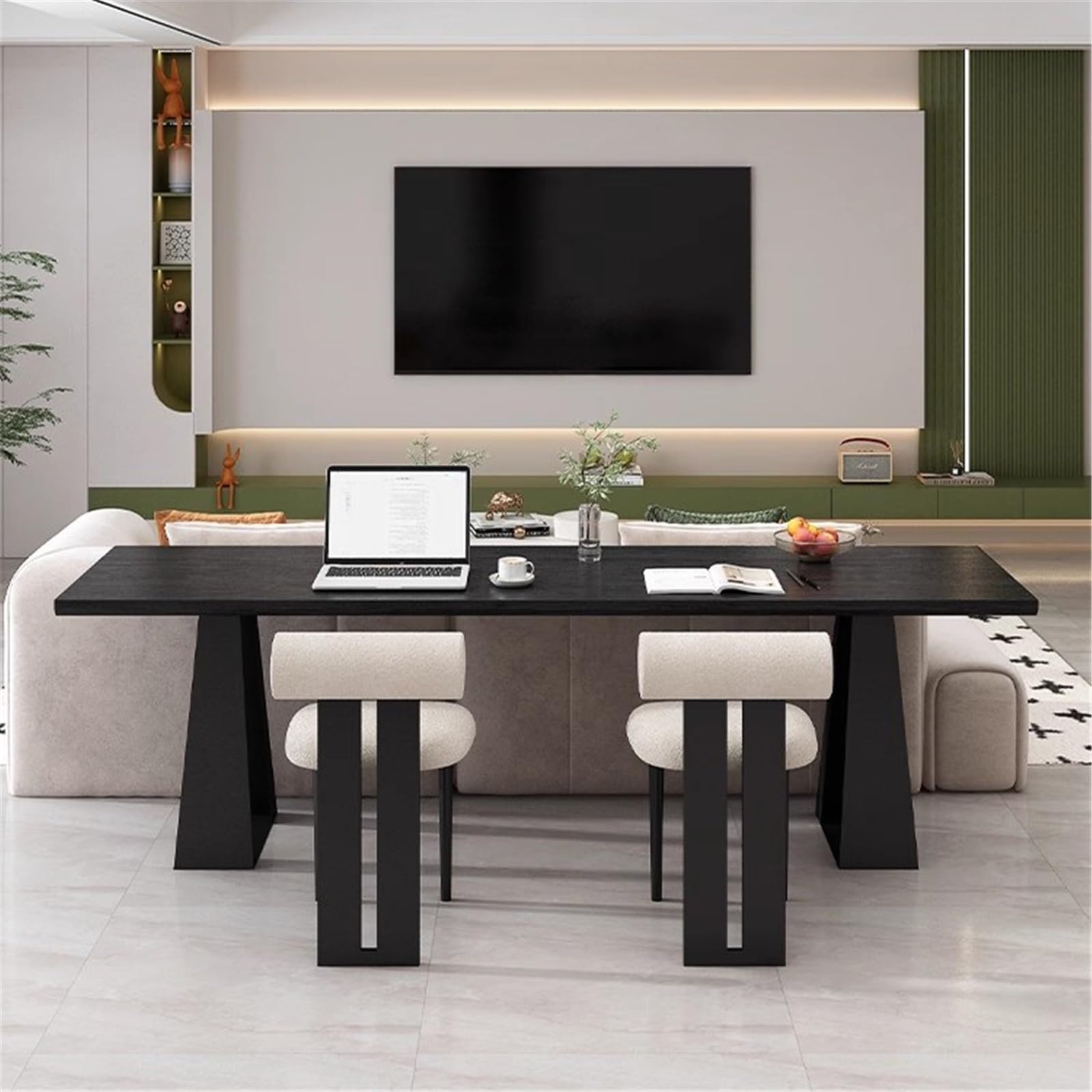Scrivania Scrivania da Lavoro in Stile Semplice e Moderno, Tavolo Lungo con Struttura in Metallo Dietro Il Divano for Ufficio Domestico Soggiorno Workstation(L)
