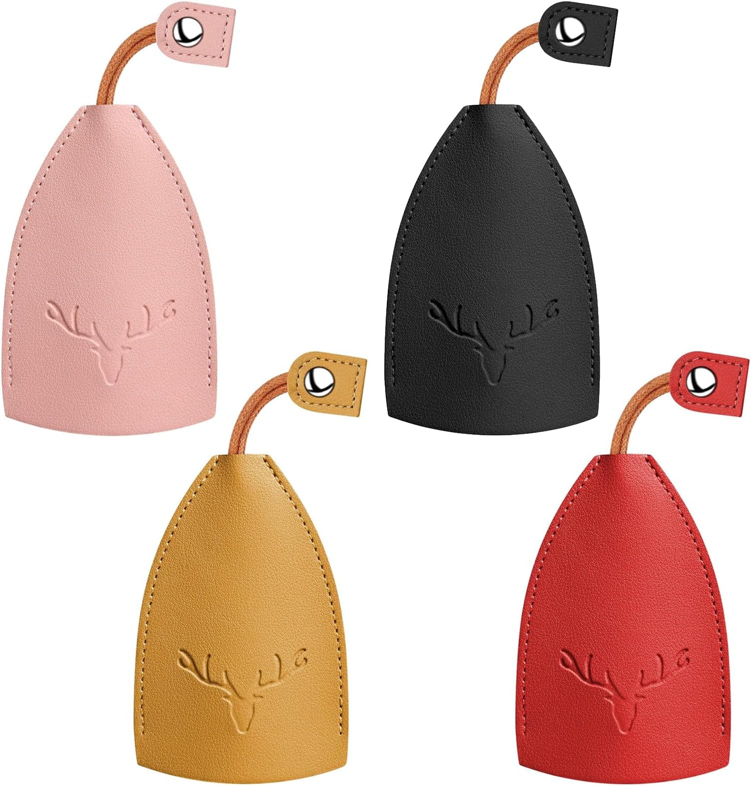 GROVLCar Key Case 4Pcs Cute Creative Pull Out Key Sleeve Car Key Holder Bag PU Leather Key Wallets Housekeepers Cartoon Leather