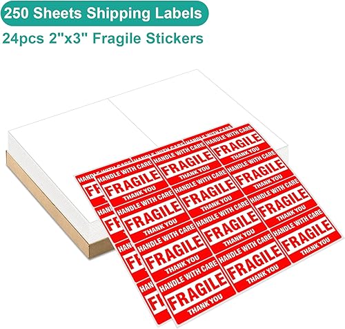 Miniatura 11 de MFLABEL 2x4 Shipping Labels - 25 Sheets (250 Labels) for Laser & Inkjet Printers, 10-UP FBA Address Stickers, Matte White Self-Adhesive Mailing