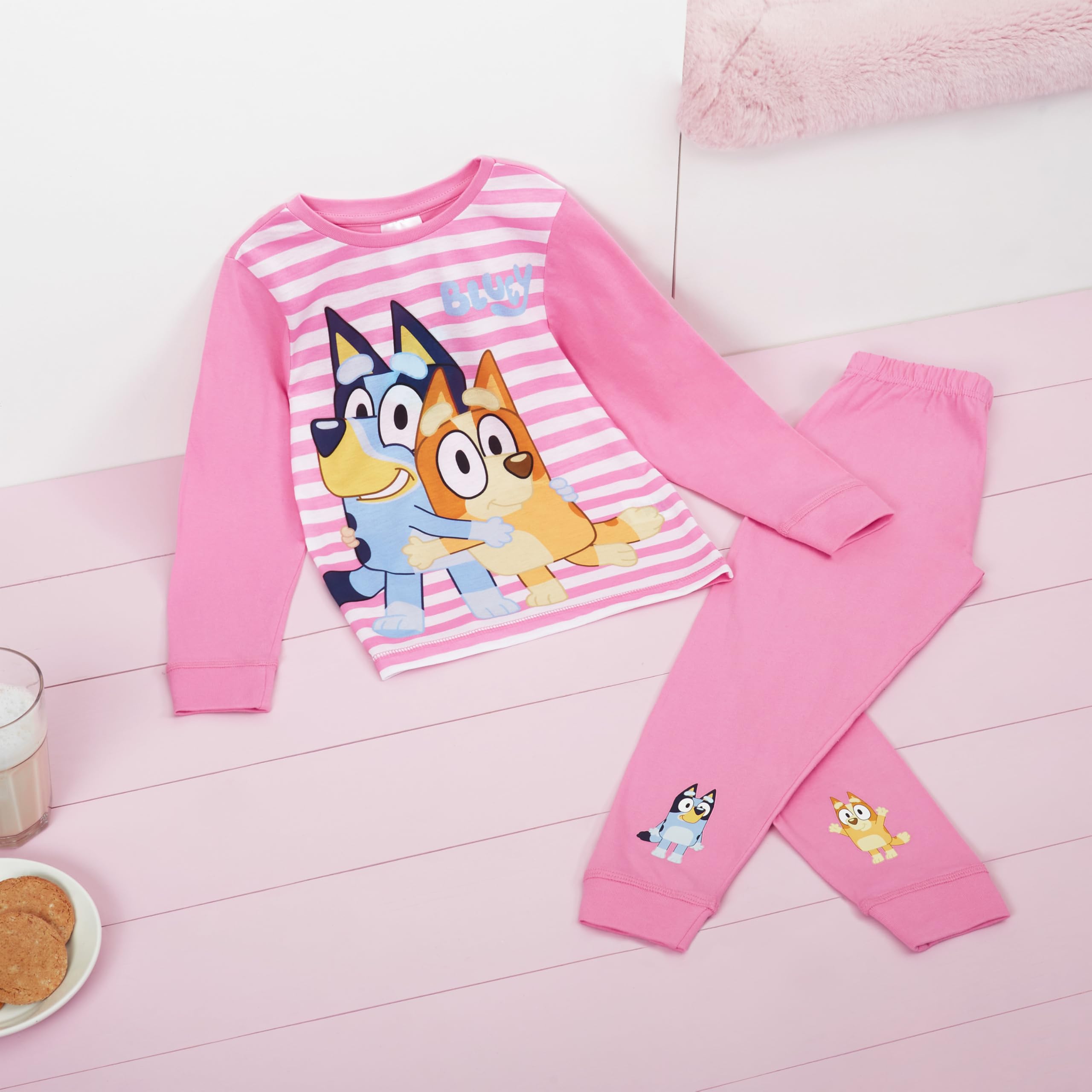BlueY Lungo Pigiama Bambina, Comodo e Traspirante Abbigliamento da Casa Set