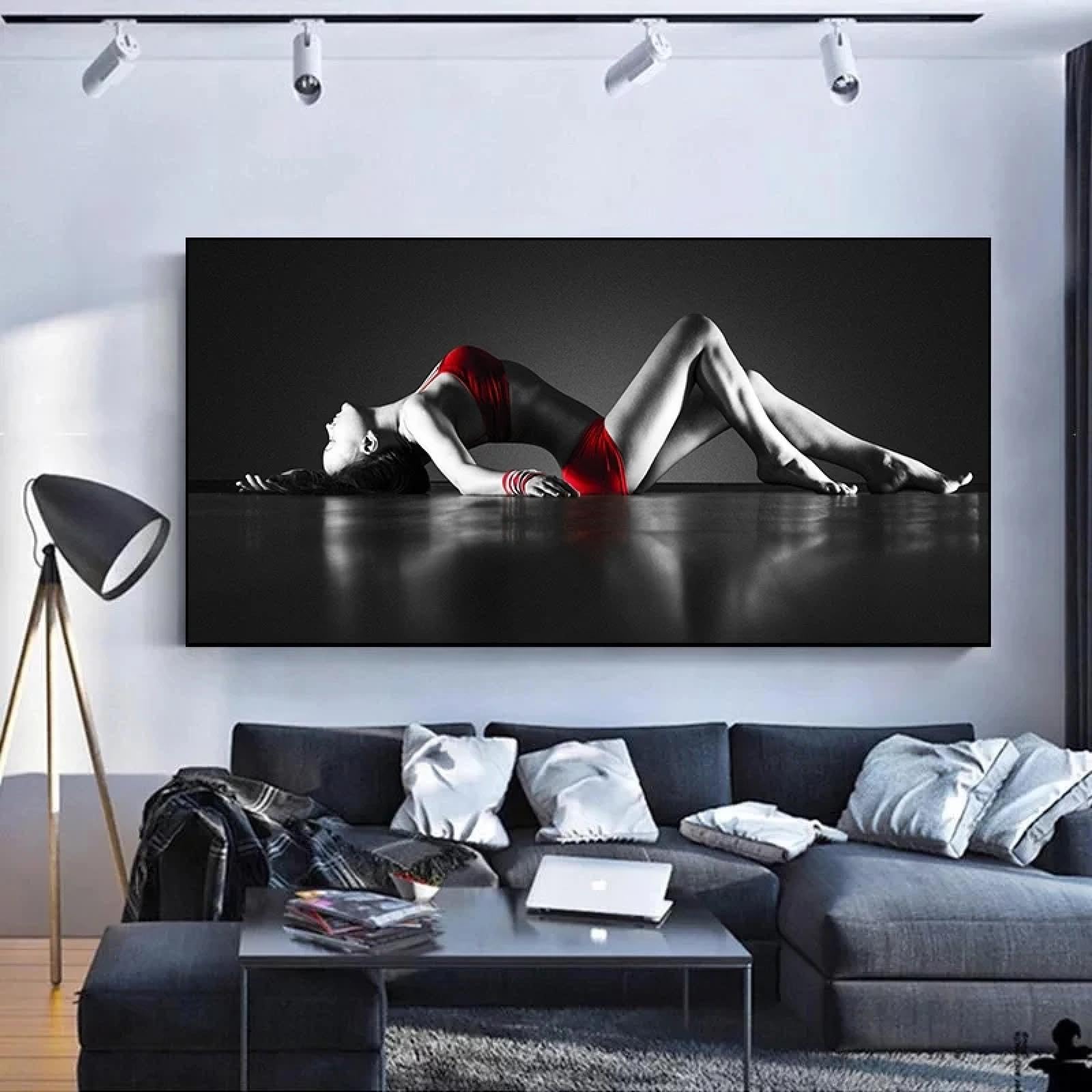 GEMMII nowoczesny plakat artystyczny nago druk na płótnie XXL seksowna kobieta model, plakaty i wydruki na płótnie, farba ścienna do sypialni, 70x140 cm, bez ramki