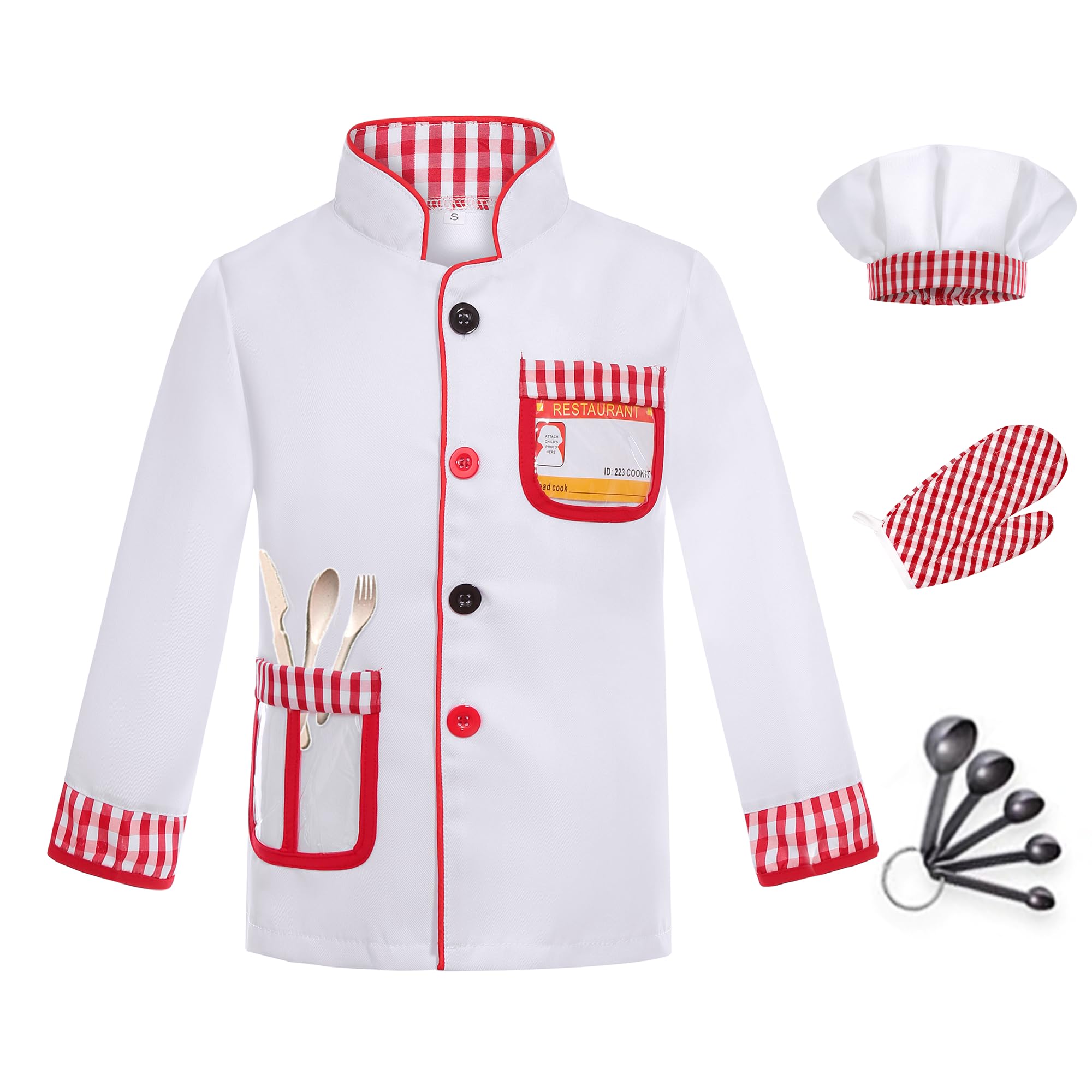 Chef Costume for Boys Girls Pretend Chef Outfit for Carrer Day Halloween 