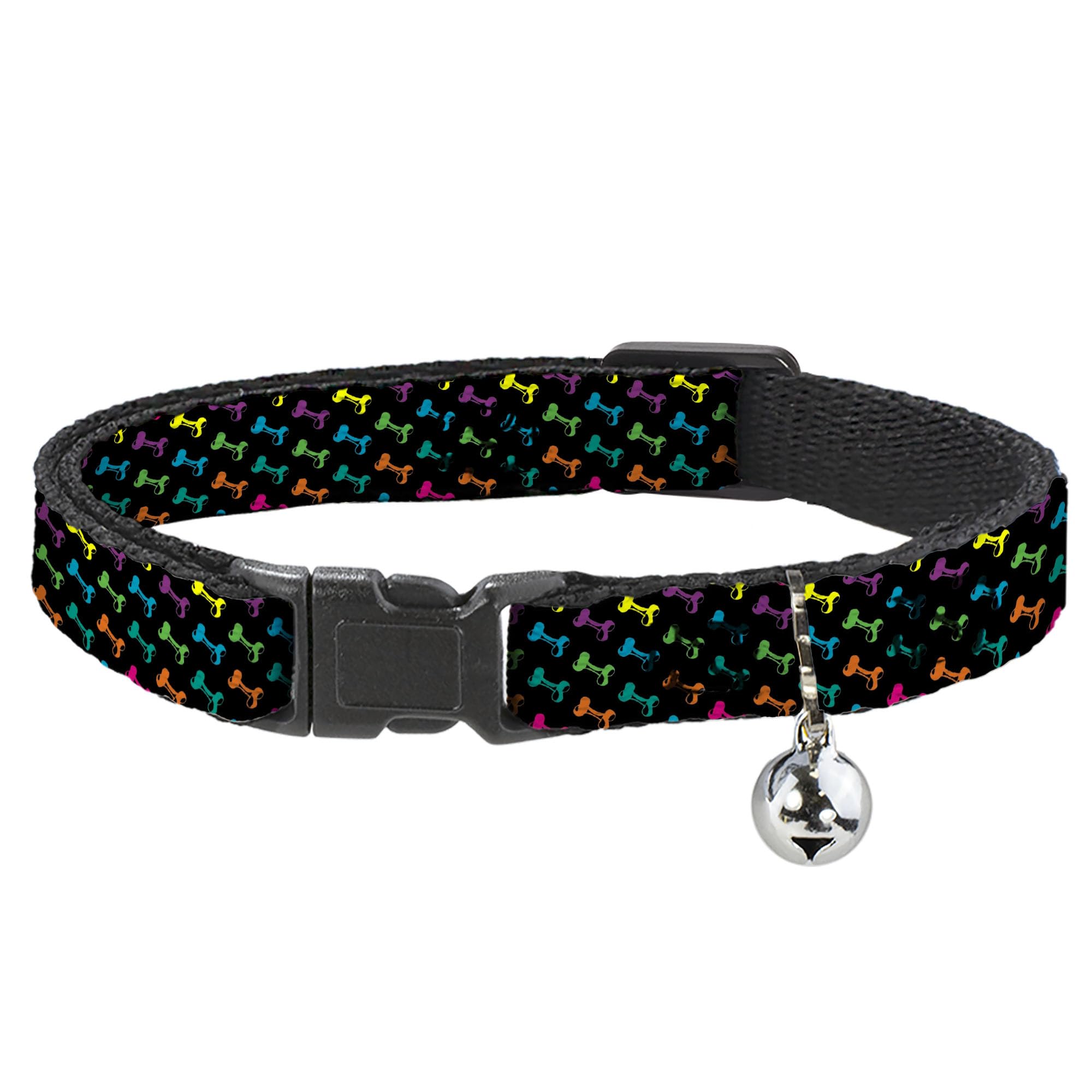 Collar de gato breakaway Buckle-Down de hueso negro para mascotas