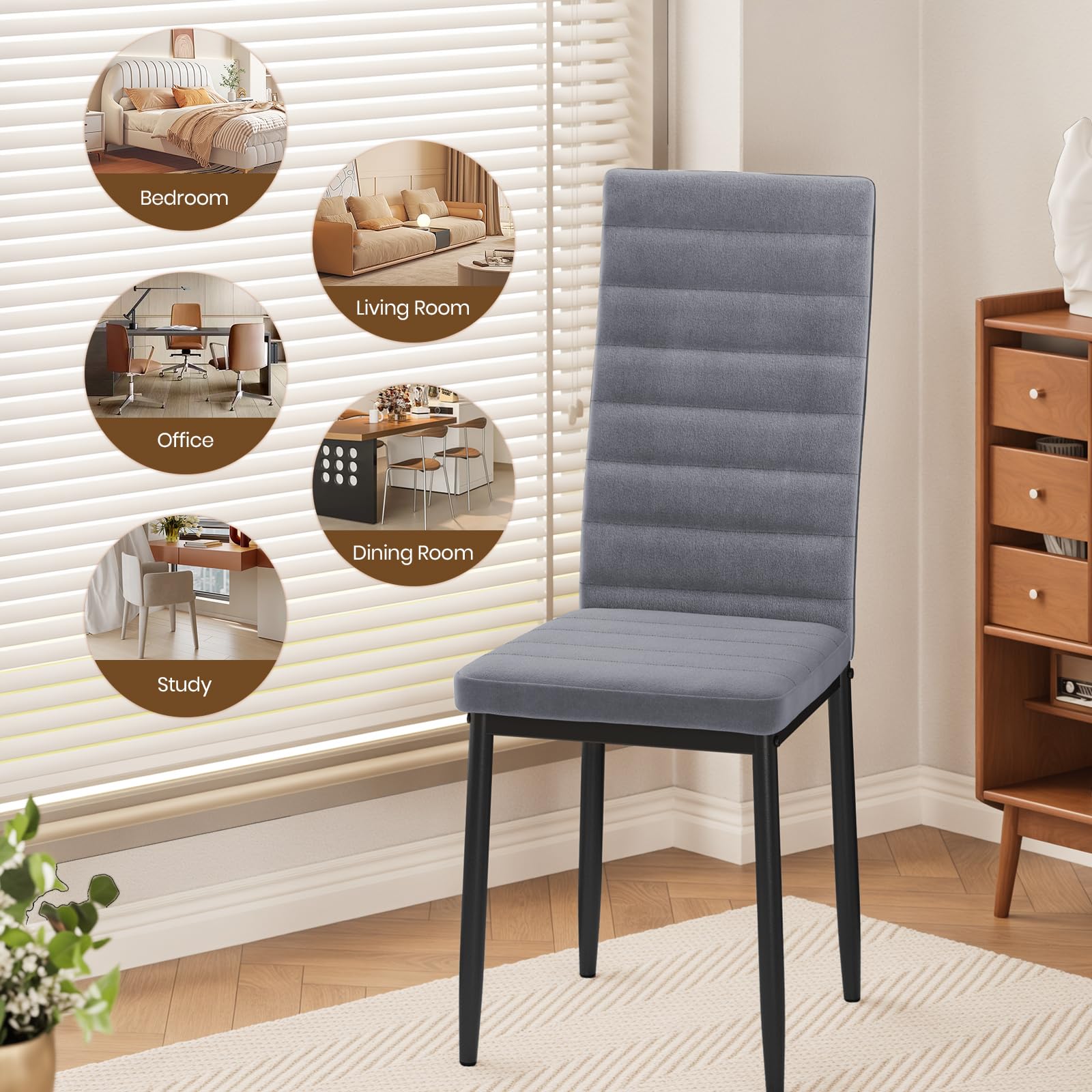 Set 6 Sedie Da Pranzo Bealife - Schienale Alto In Ecopelle, Nero, Moderno - Foto 4