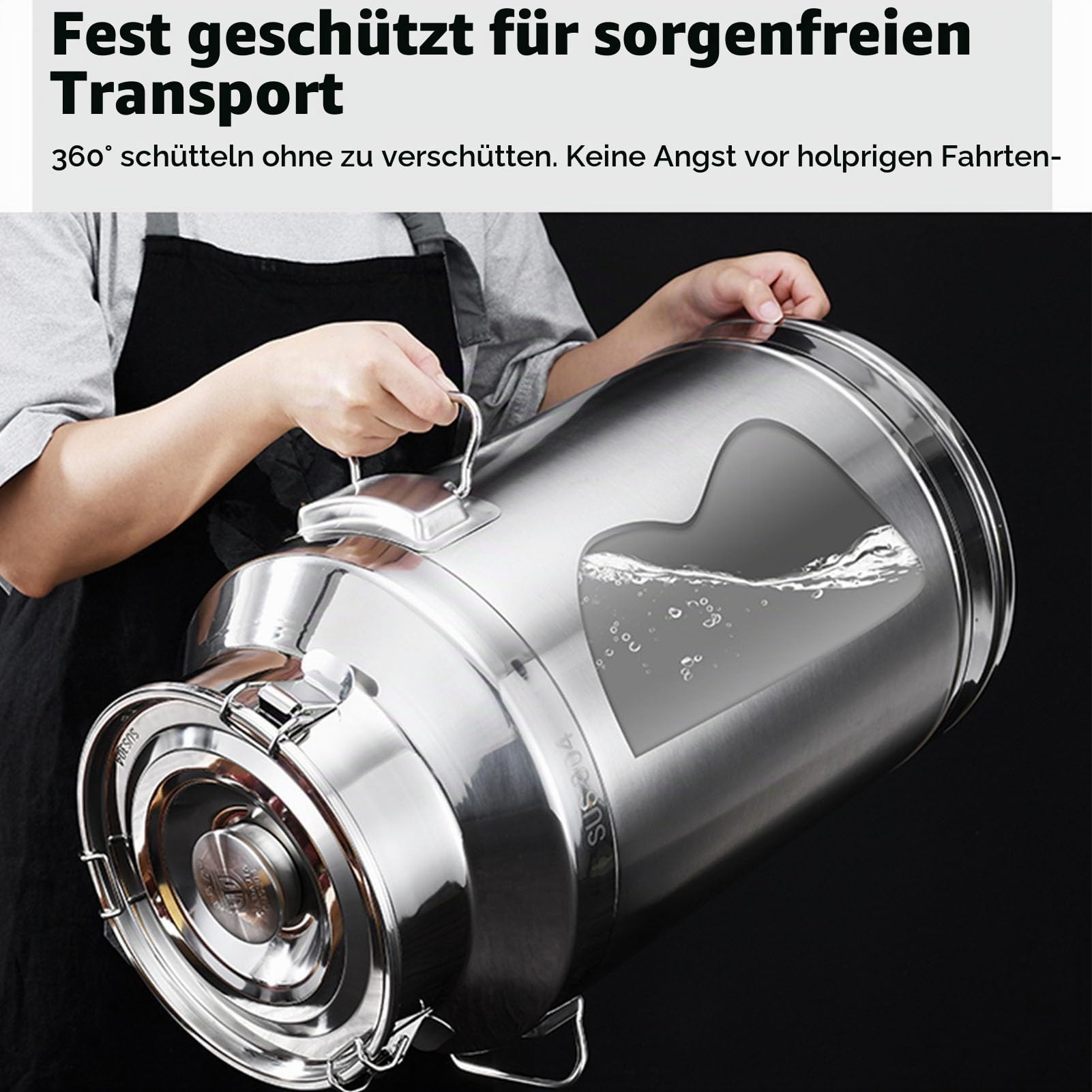 Adima Milchkanne Edelstahl, Transportkanne mit Deckel Milchkanne Auslaufsicherer Deckel Milchkanne Mit Zapfhahn Zur Aufbewahrung Von Flüssigkeiten Und Feststoffen,5L