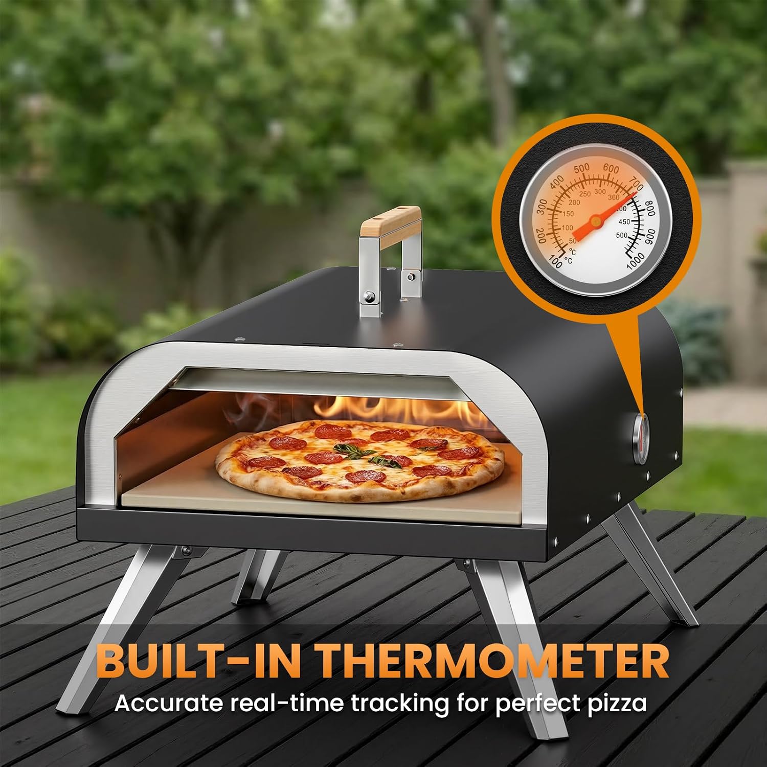 WOOCIT 12" Multi-Fuel Outdoor Pizza Oven – Reaches 720°F, Versatile Wood or Propane Pizza Oven with Pizza Stone & Peel, Portable for Backyard, Camping & Tailgating (Propane Burner Sold Separately)