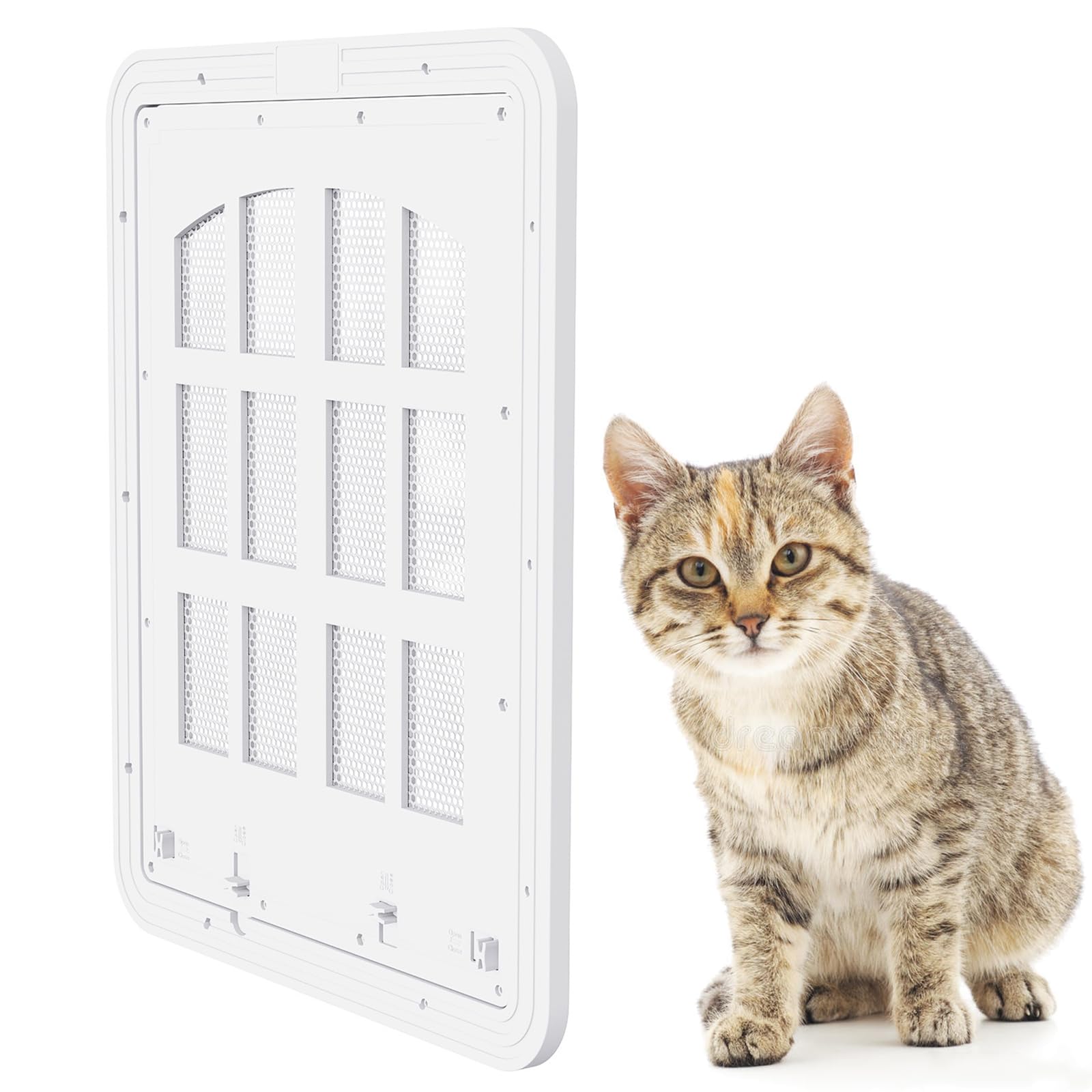 Porte moustiquaire pour chien blanc taille L chatière magnétique pour chat