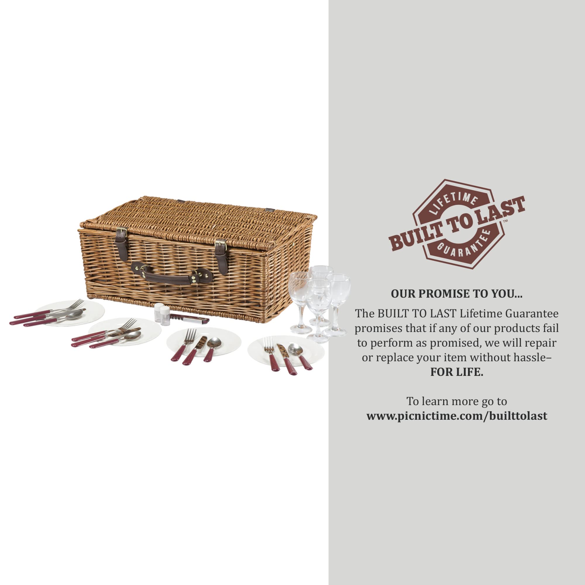 Picnic Tiempo Newbury Sauce Cesta de Picnic con Servicio para Cuatro Deluxe