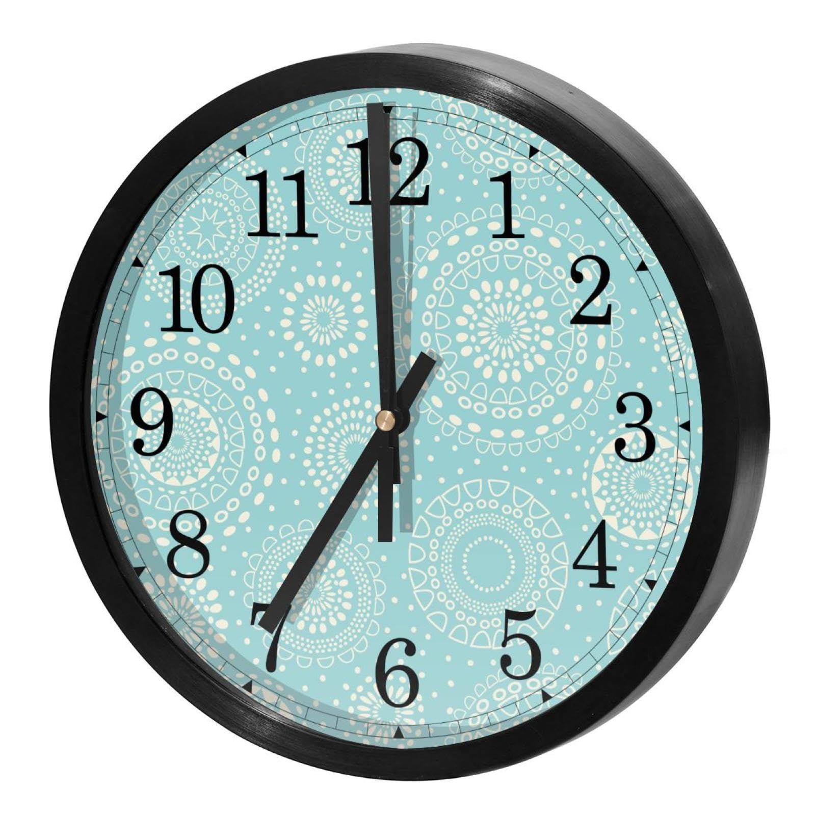 Horloge murale silencieuse sans tic-tac ronde à quartz avec motif fleuri