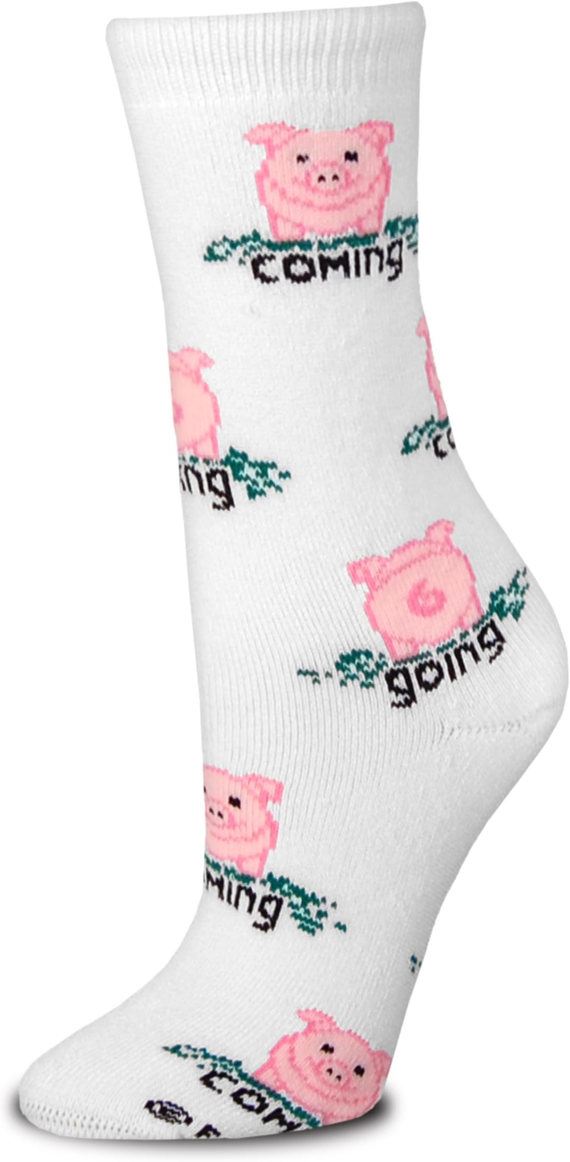 Pig Coming Going Socks Animal Den,White/Grey/Black/Red,Women Shoe Size: 6-11 or Men Shoe Size: 5-10
