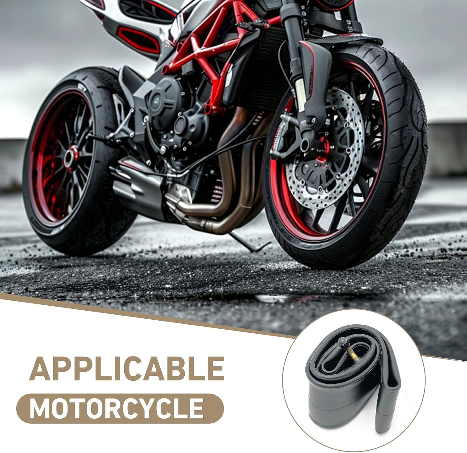 2.50/2.75-14" Motorcycle Inner Tube, Heat-Resistant Aging-Resistant Inner Tubes, Thickened Sealed Vehicle Tire Replacement Parts, Universal for Dirt Pit Bike Motorcycle Off Road (Black)