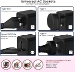 Universal Travel Adapter International World Adapter 5 in 1 European Travel Plug Fast Charger 2xUSB-A 2xUSB C Worldwide AC Outlet Adaptateur Voyage Adaptor Universal for Europe USA UK AUS Asia