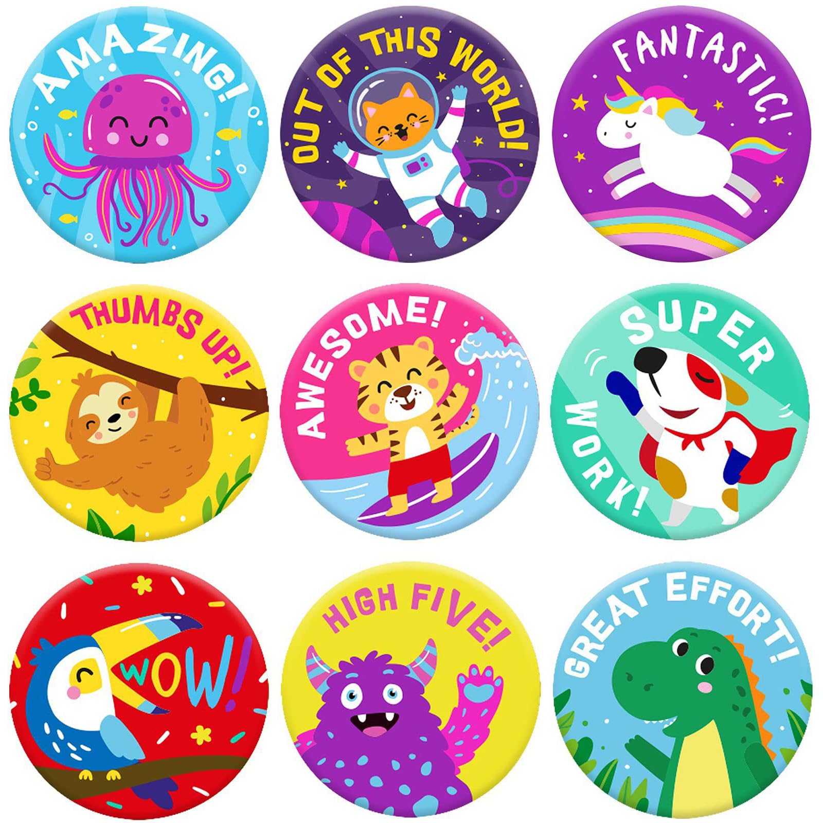 Funngy Multicolor Teacher Reward Stickers,1008 Pcs Kids Stickers Teacher Sticker Small Motivational Class Supplies Reward Sticker For Children Students Teachers Classroom Encouragingstickers Animalstickers
