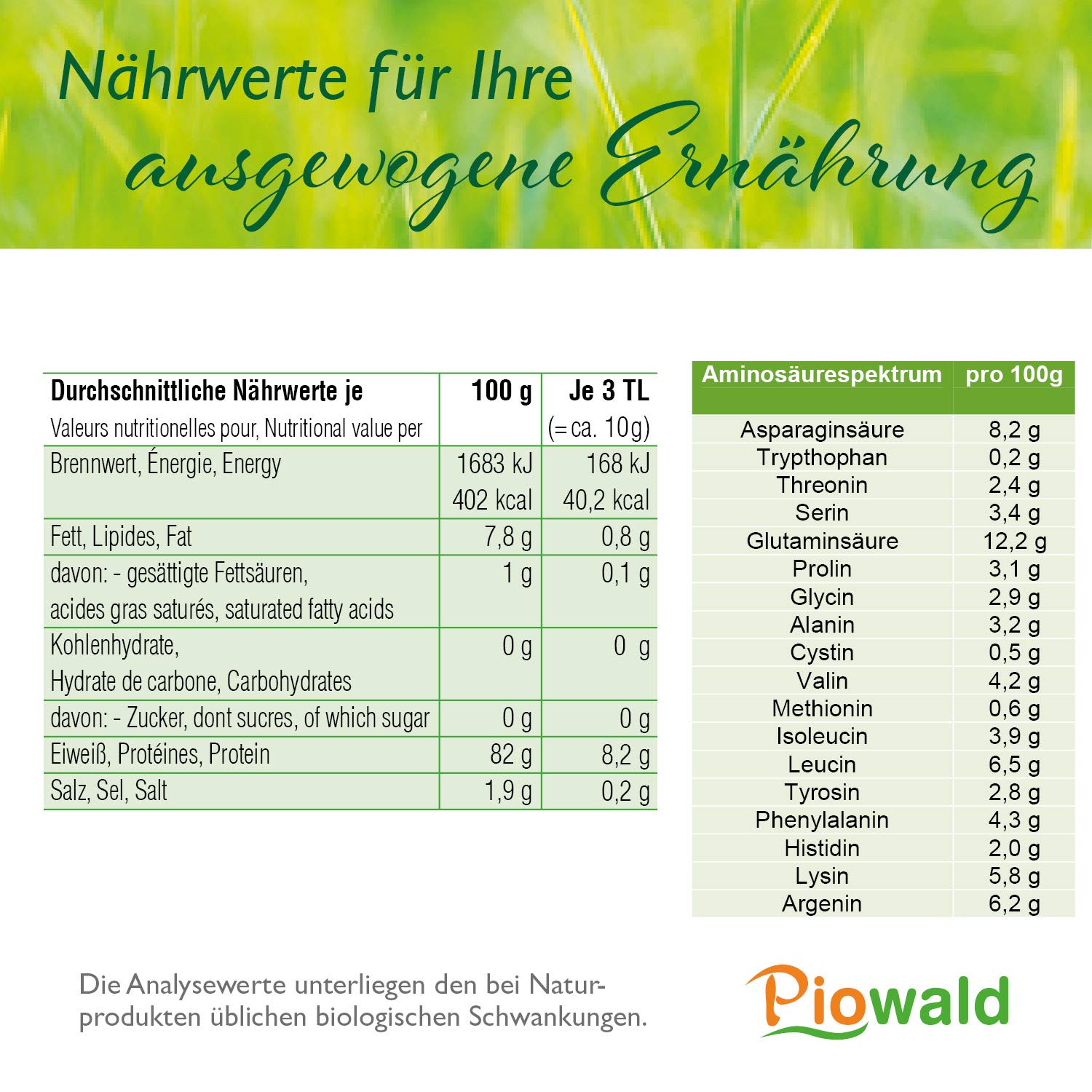 BIO Erbsenprotein 82% - Isolat - 1 kg Pulver Vorratspack | Pflanzliches Eiweißpulver, Vegane Proteinquelle