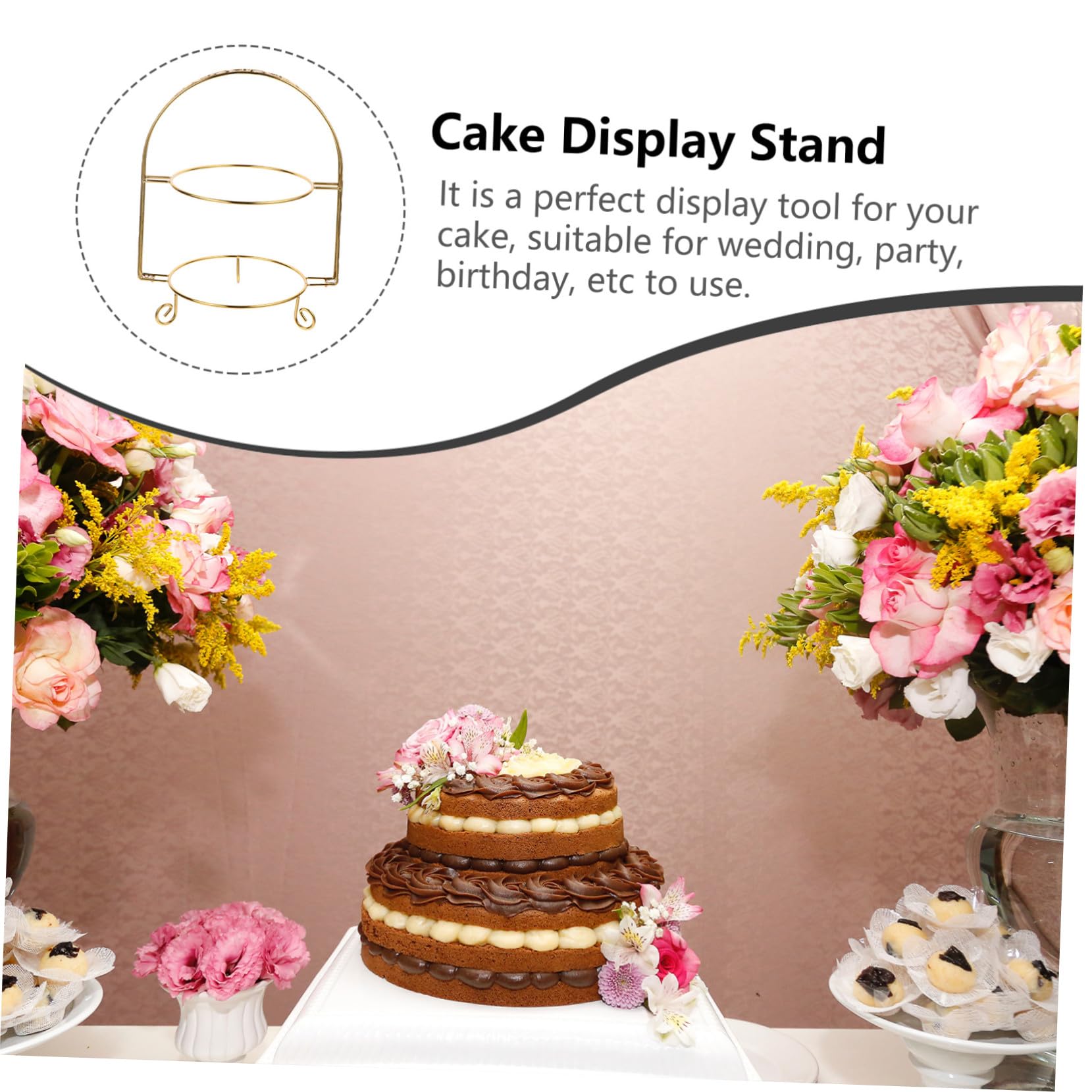 Alzatina Dorata per Dolci in Ferro a 2 Livelli, Espositore Elegante per Torte e Dessert, per Feste e Compleanni Design Europeo Moderno