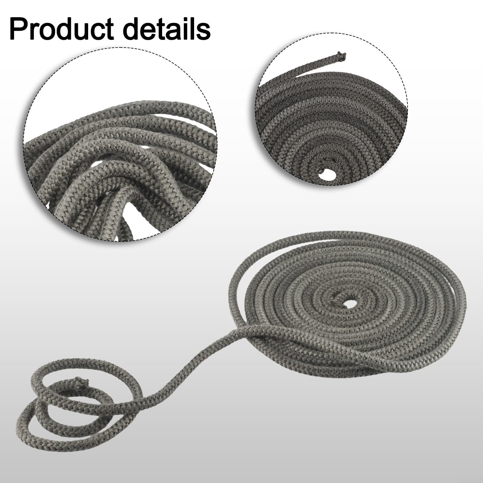 Corda per stufe/Wizard, Cavo for guarnizione della porta stufa in fibra di vetro nero, dimensioni multiple(8mm*4m)