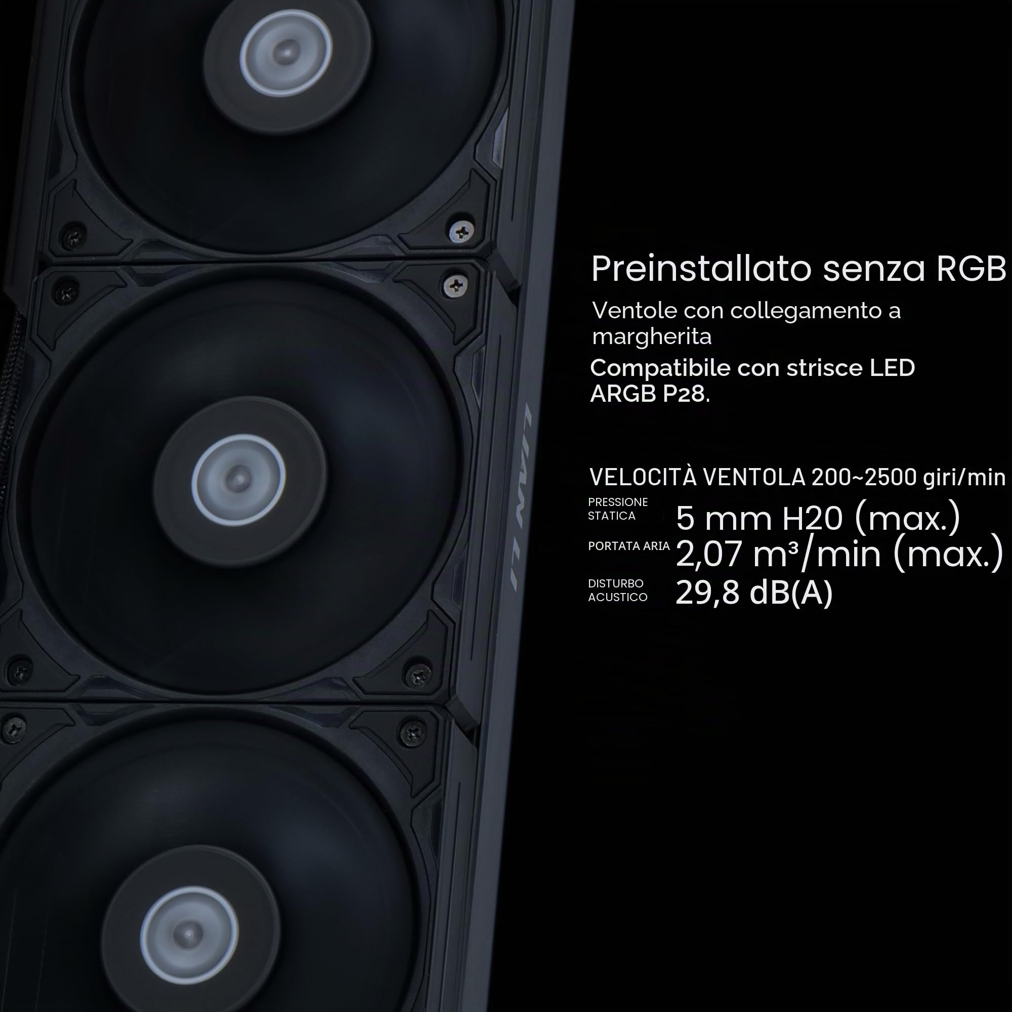 Lian Li HydroShift LCD 360S - Radiatore ad acqua AIO, 360 mm, 3 ventole ad alte prestazioni PWM da 120 mm, display LCD da 2,88", per Intel LGA 1700, attacco AMD AM4/AM5, nero